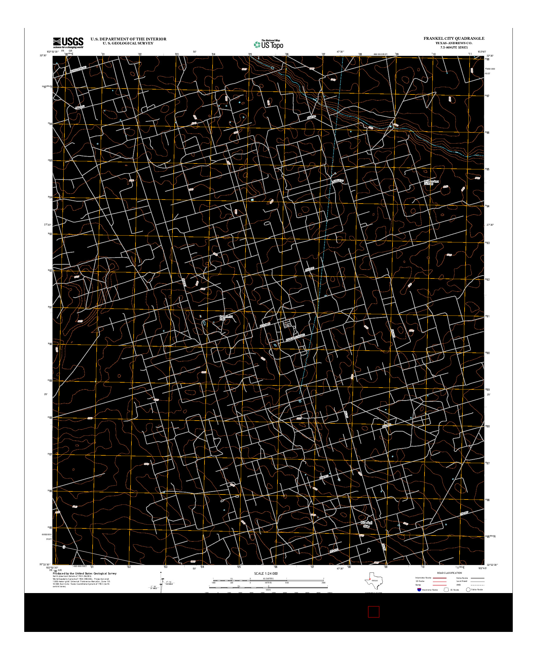 USGS US TOPO 7.5-MINUTE MAP FOR FRANKEL CITY, TX 2012