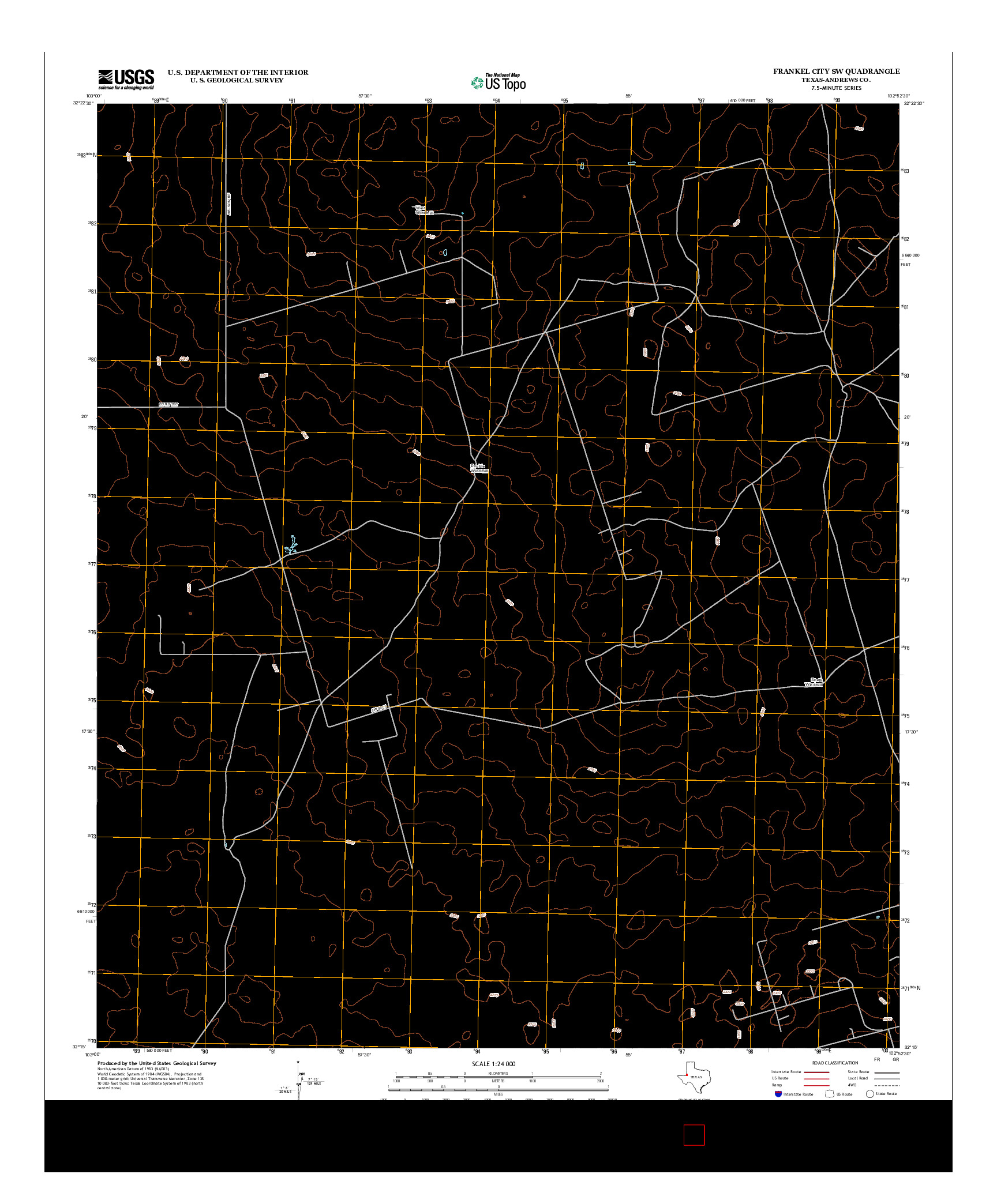 USGS US TOPO 7.5-MINUTE MAP FOR FRANKEL CITY SW, TX 2012