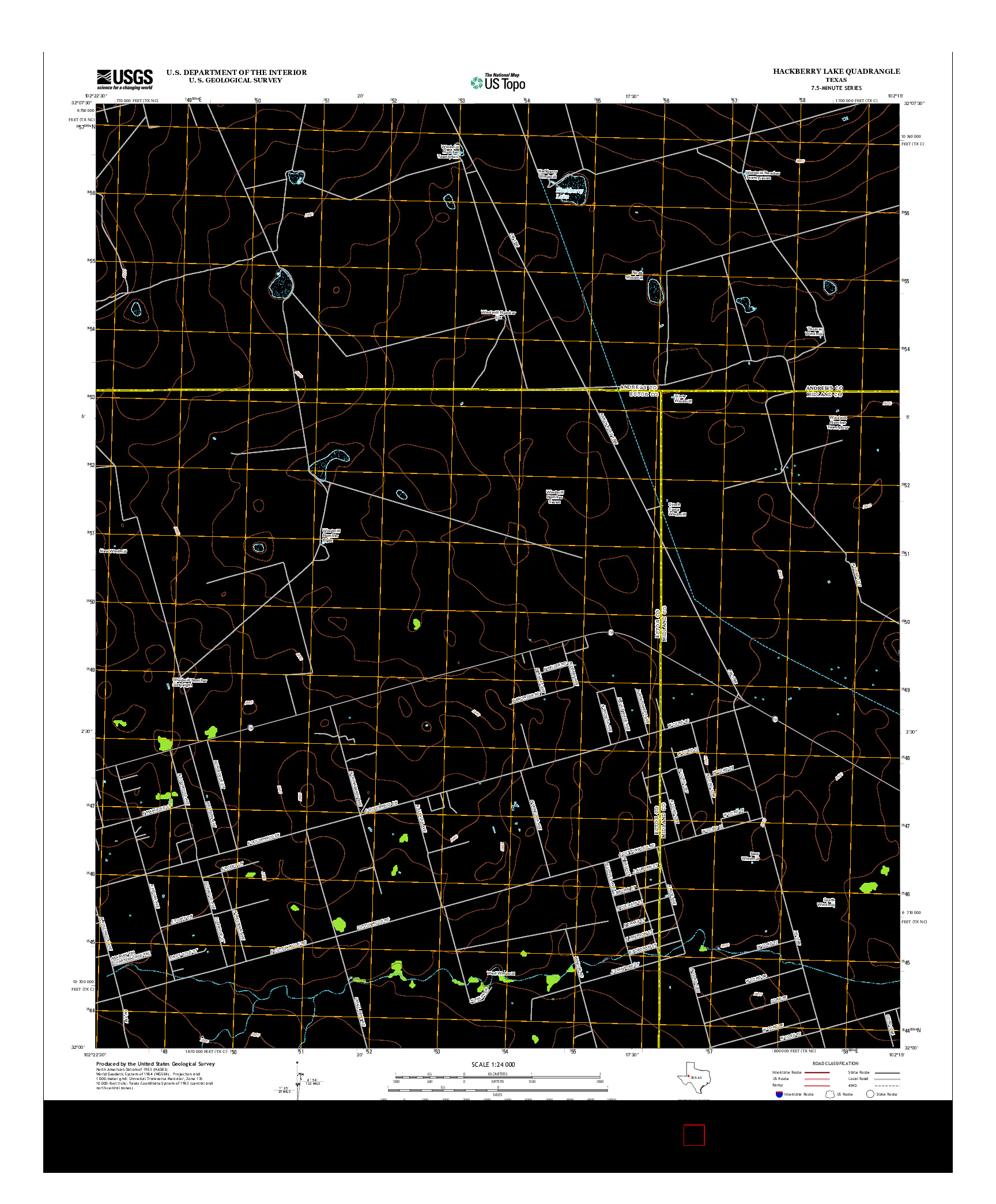 USGS US TOPO 7.5-MINUTE MAP FOR HACKBERRY LAKE, TX 2012