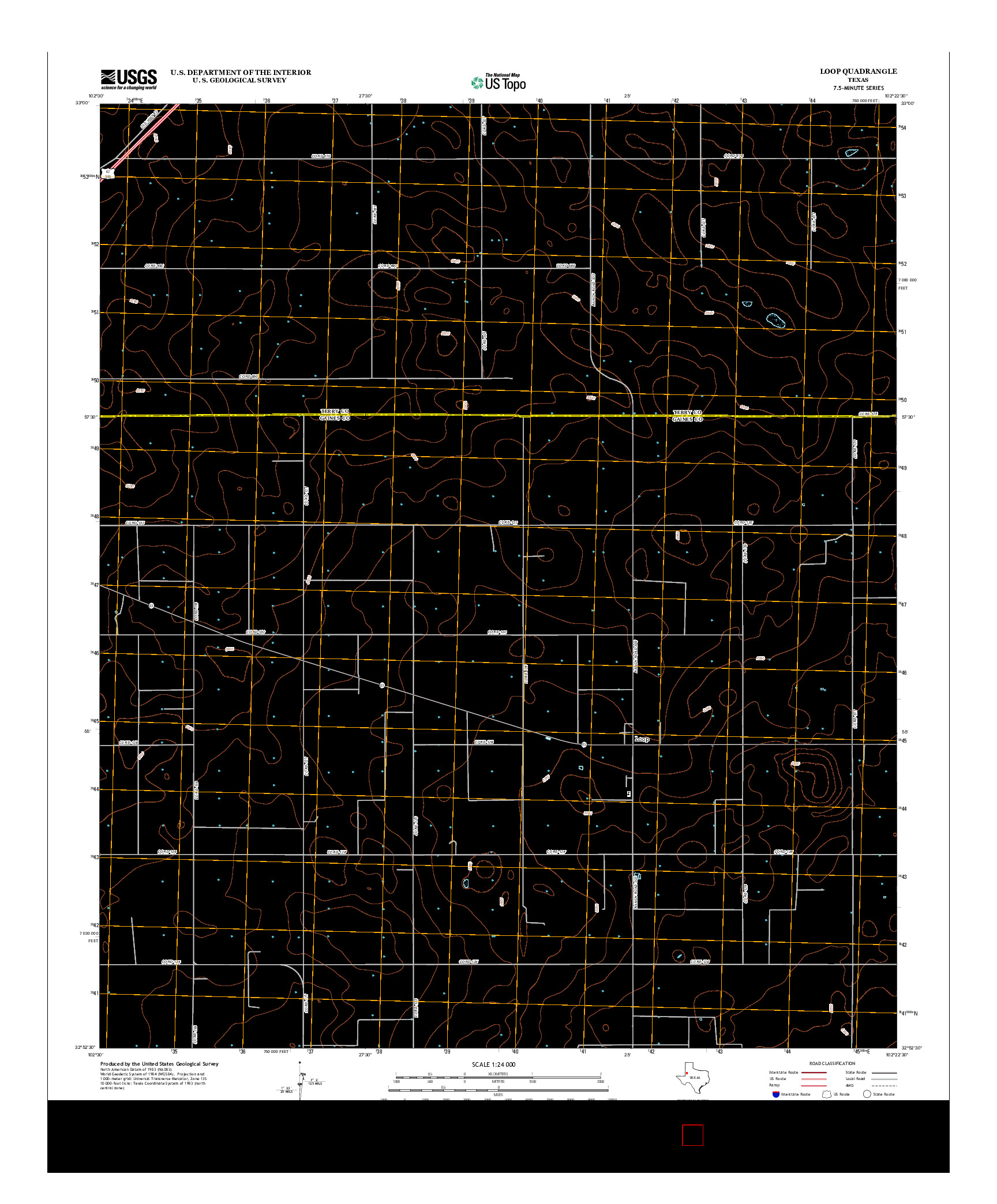 USGS US TOPO 7.5-MINUTE MAP FOR LOOP, TX 2012