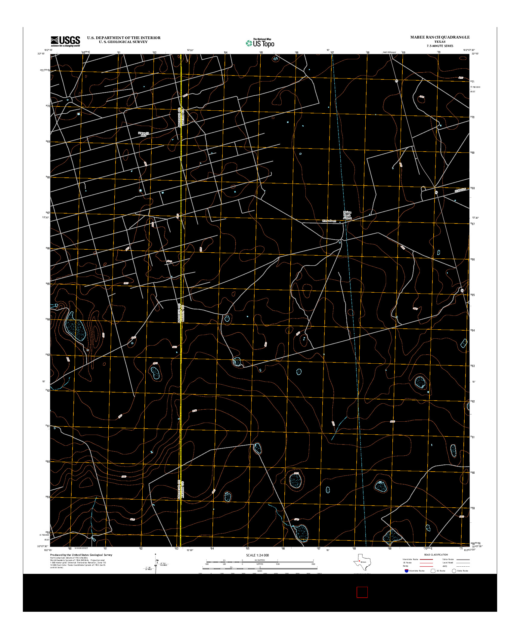 USGS US TOPO 7.5-MINUTE MAP FOR MABEE RANCH, TX 2012