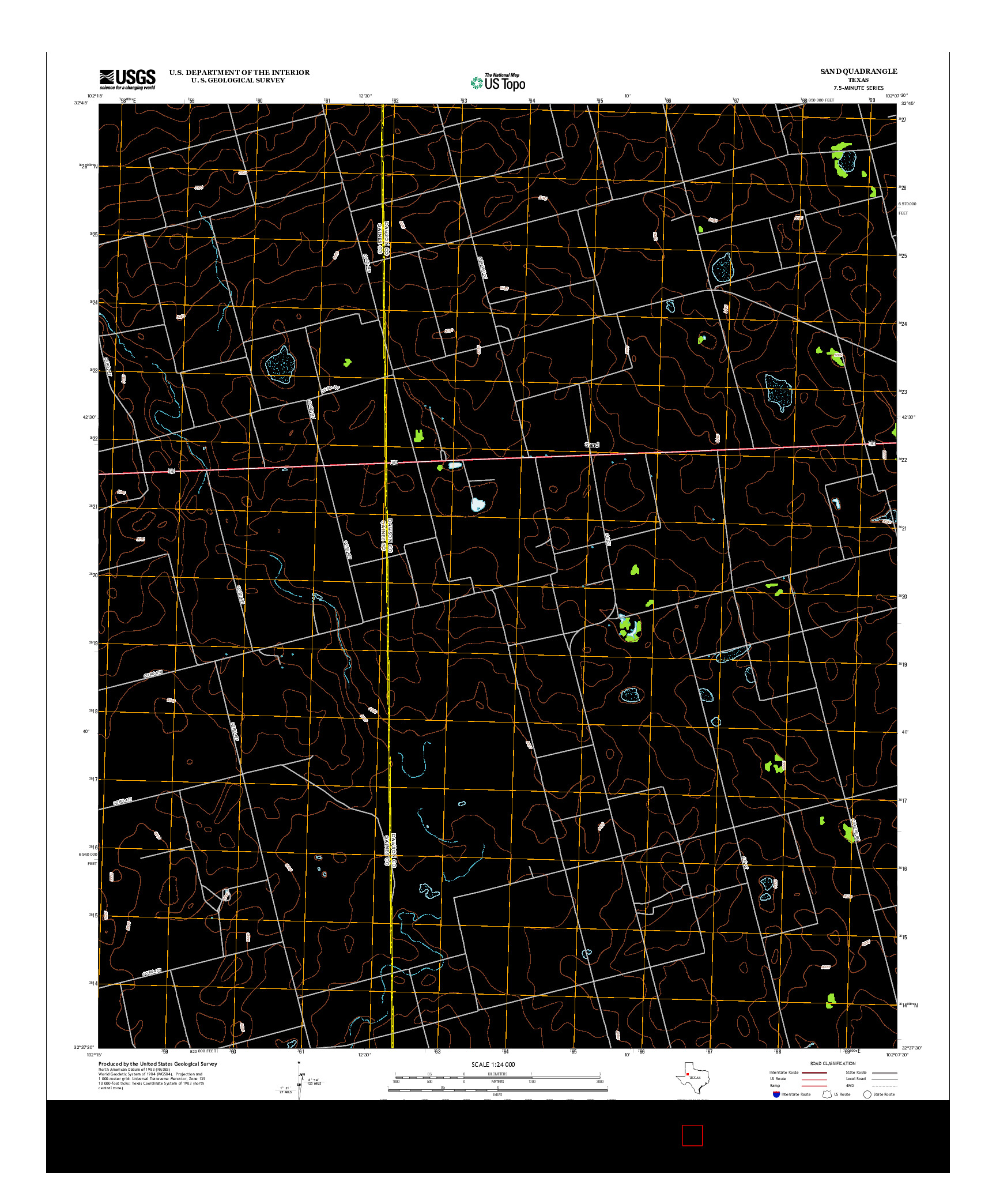 USGS US TOPO 7.5-MINUTE MAP FOR SAND, TX 2012