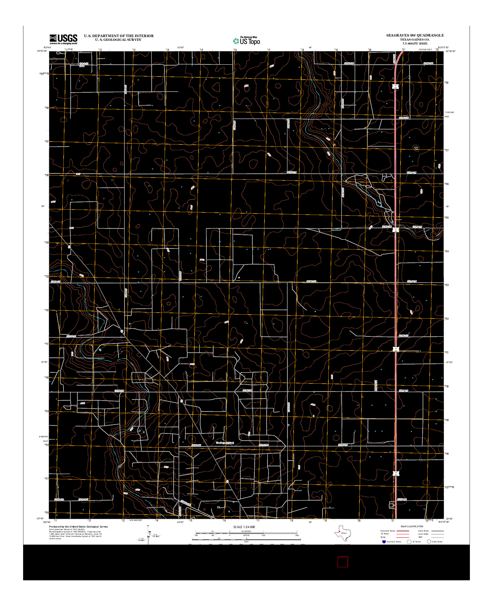 USGS US TOPO 7.5-MINUTE MAP FOR SEAGRAVES SW, TX 2012