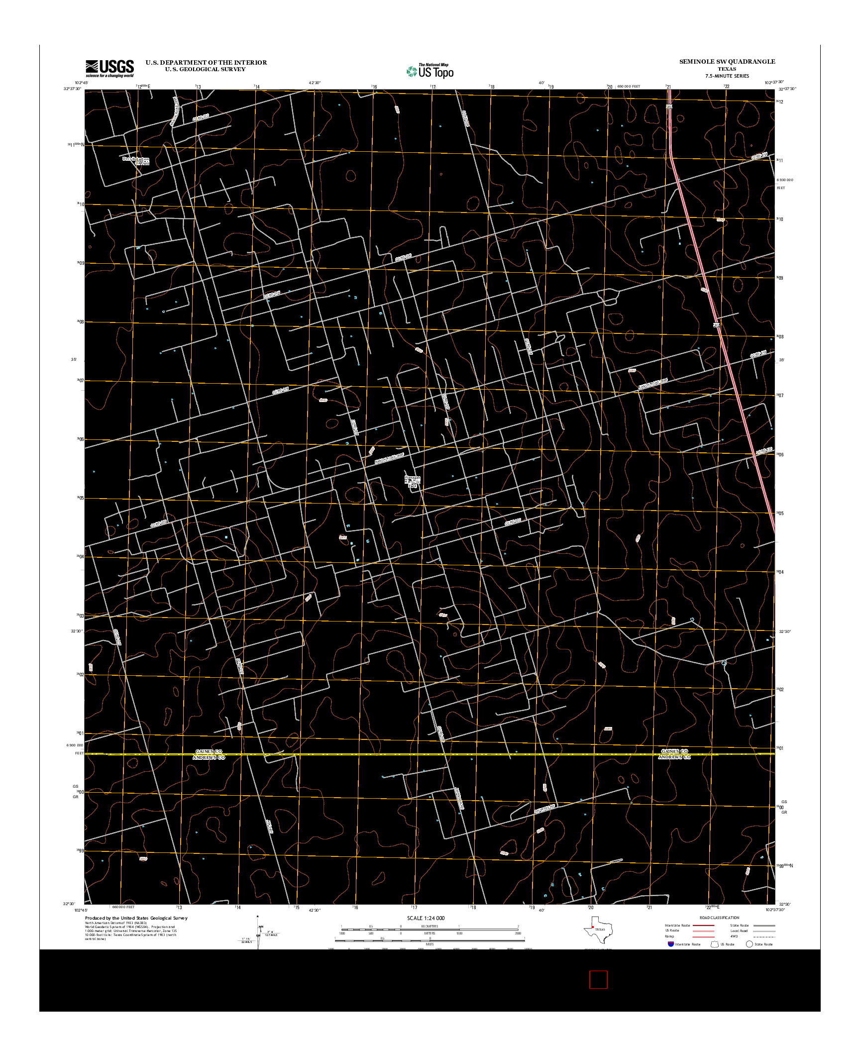 USGS US TOPO 7.5-MINUTE MAP FOR SEMINOLE SW, TX 2012