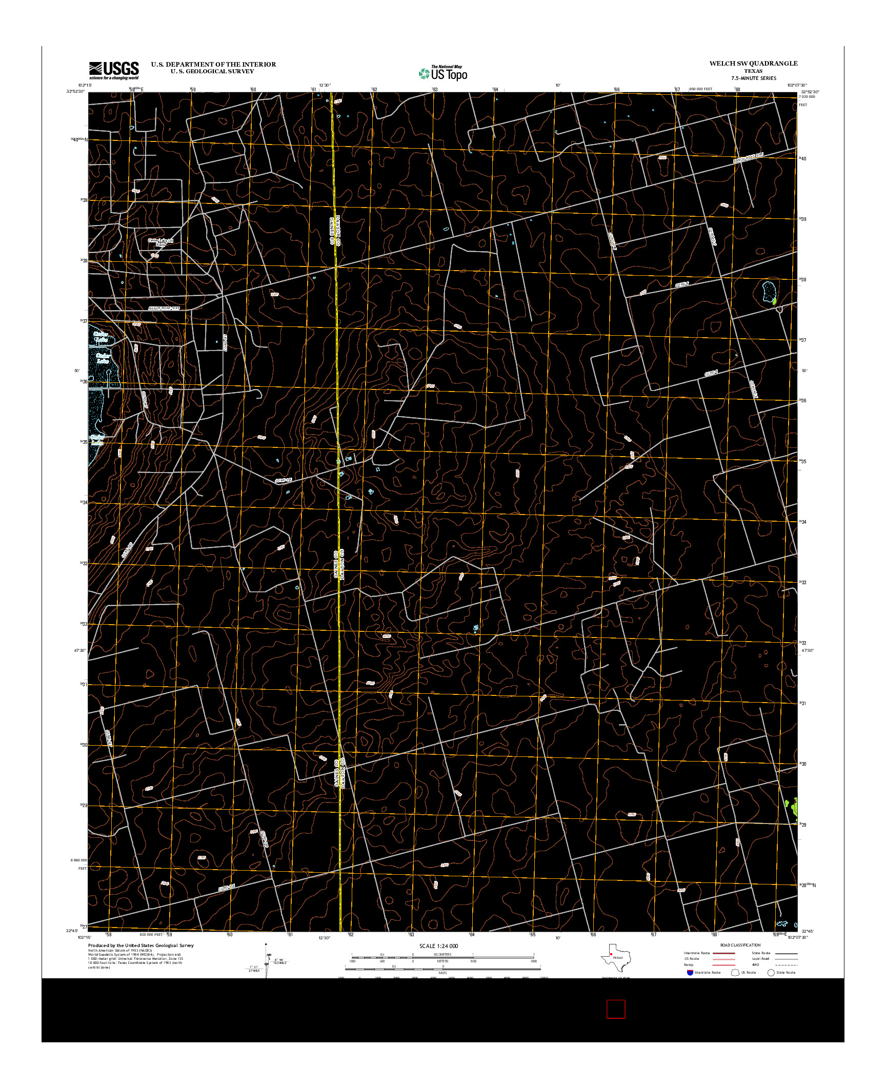 USGS US TOPO 7.5-MINUTE MAP FOR WELCH SW, TX 2012
