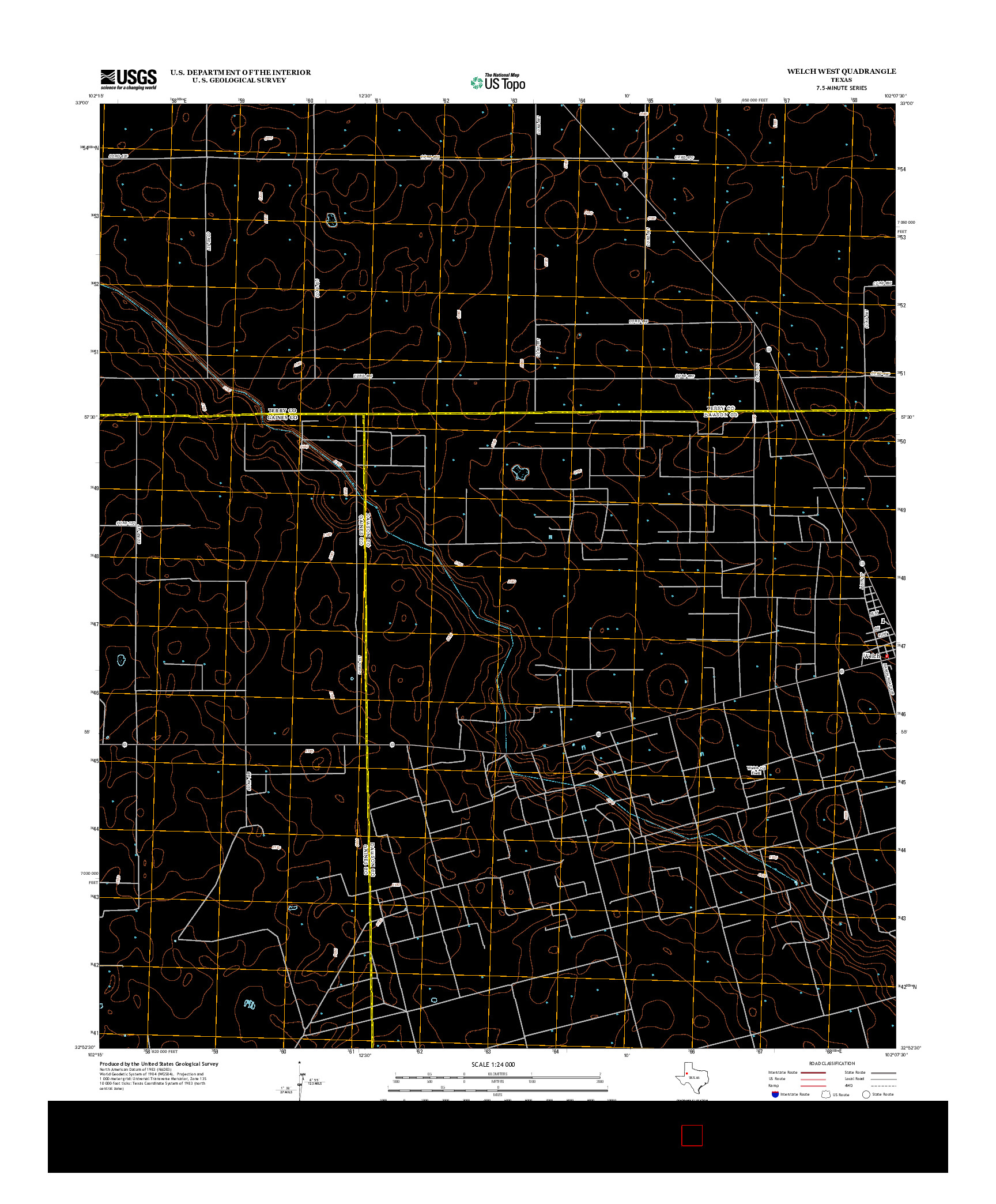 USGS US TOPO 7.5-MINUTE MAP FOR WELCH WEST, TX 2012