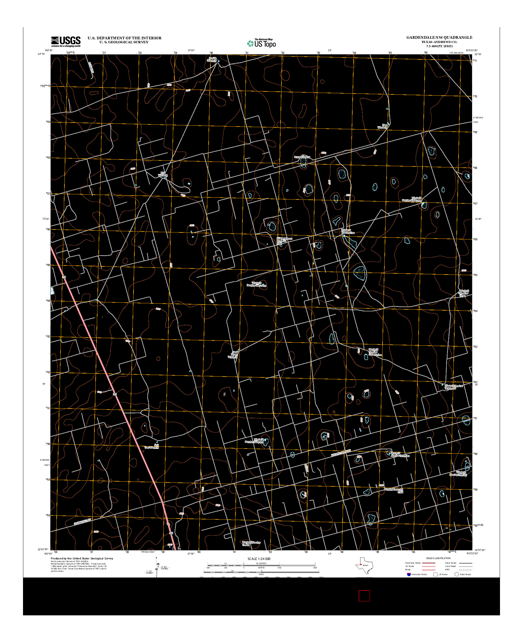 USGS US TOPO 7.5-MINUTE MAP FOR GARDENDALE NW, TX 2012