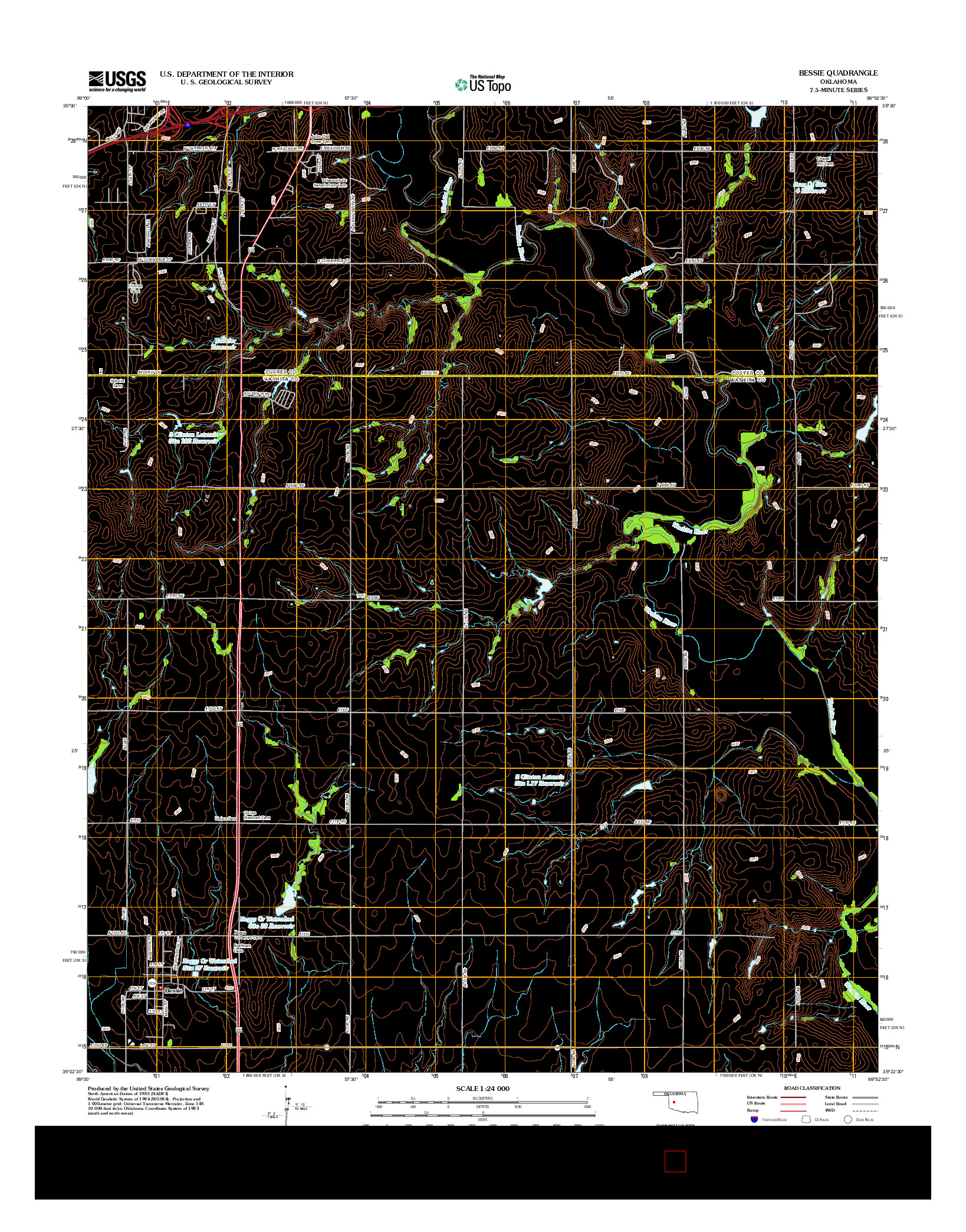 USGS US TOPO 7.5-MINUTE MAP FOR BESSIE, OK 2012