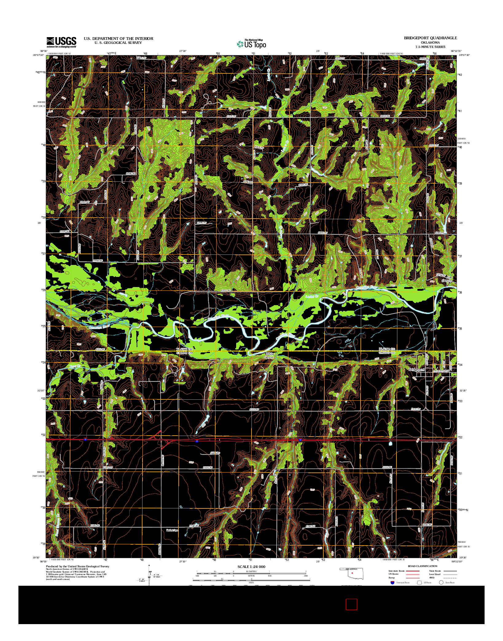 USGS US TOPO 7.5-MINUTE MAP FOR BRIDGEPORT, OK 2012