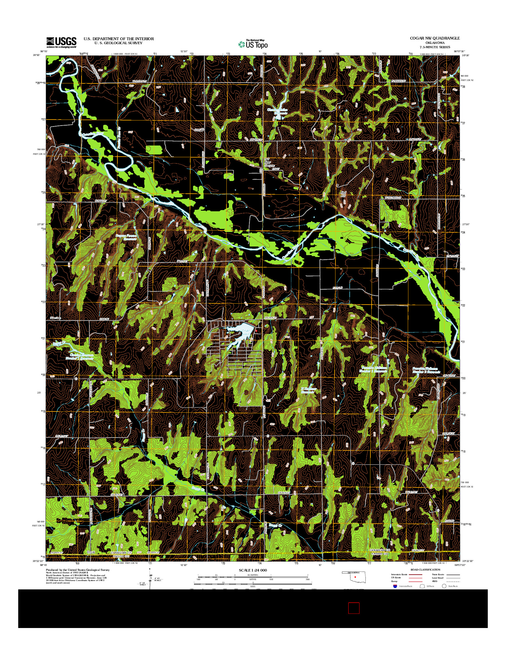USGS US TOPO 7.5-MINUTE MAP FOR COGAR NW, OK 2012