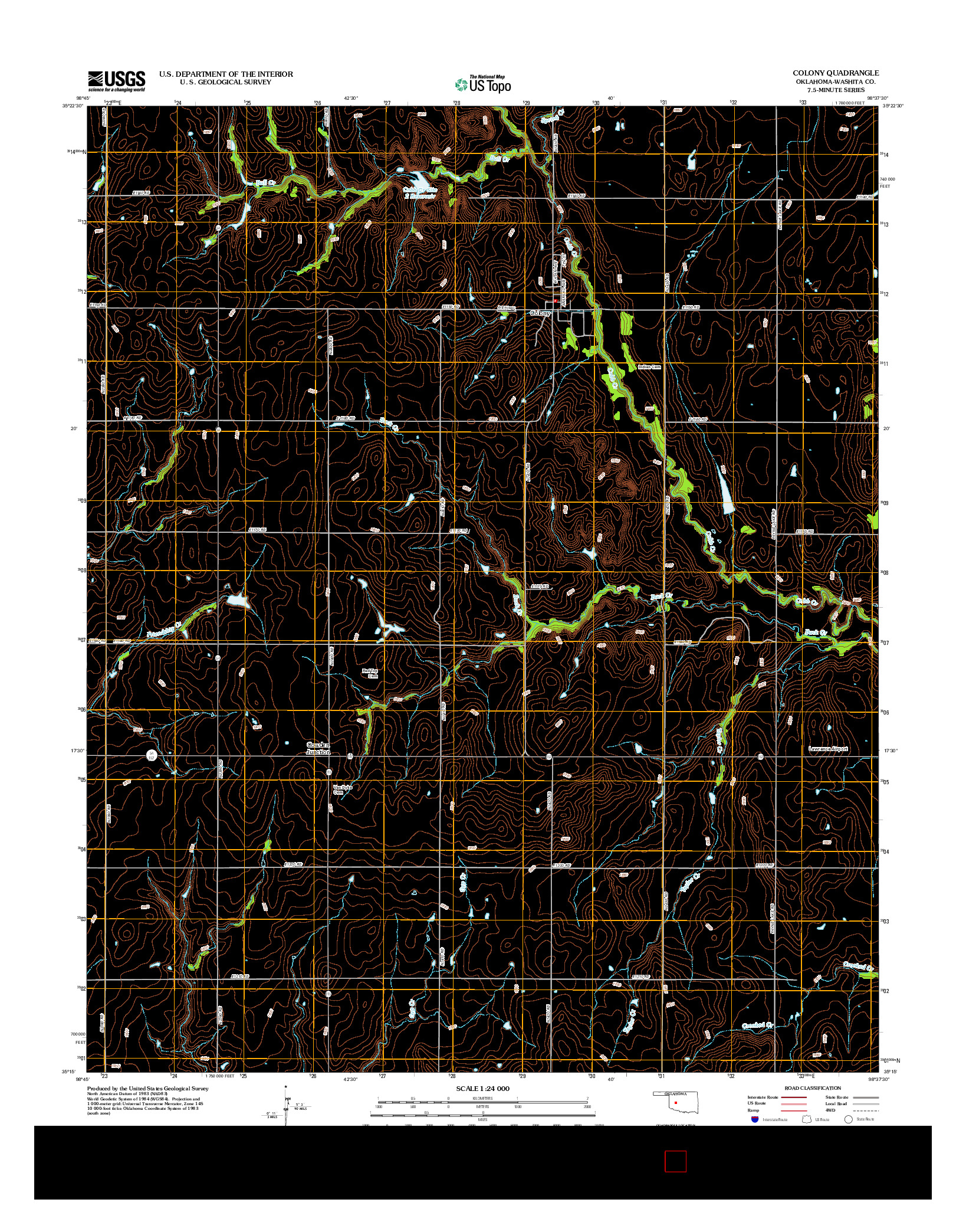 USGS US TOPO 7.5-MINUTE MAP FOR COLONY, OK 2012