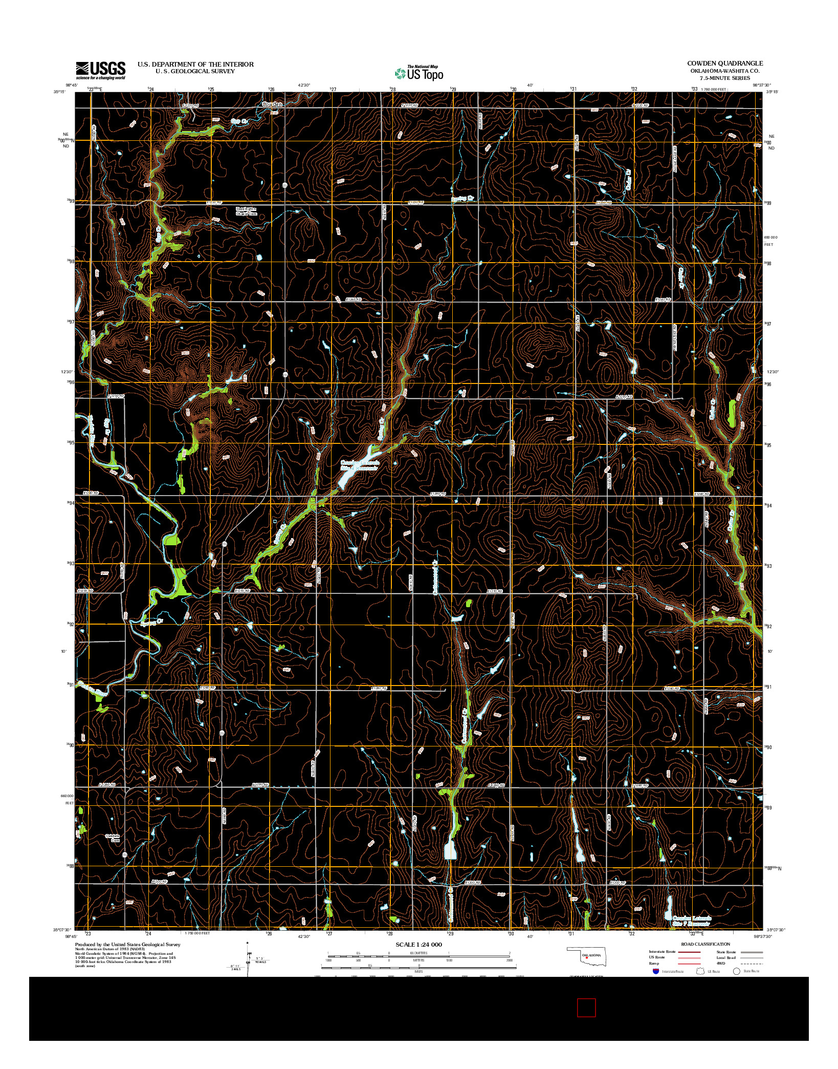 USGS US TOPO 7.5-MINUTE MAP FOR COWDEN, OK 2012