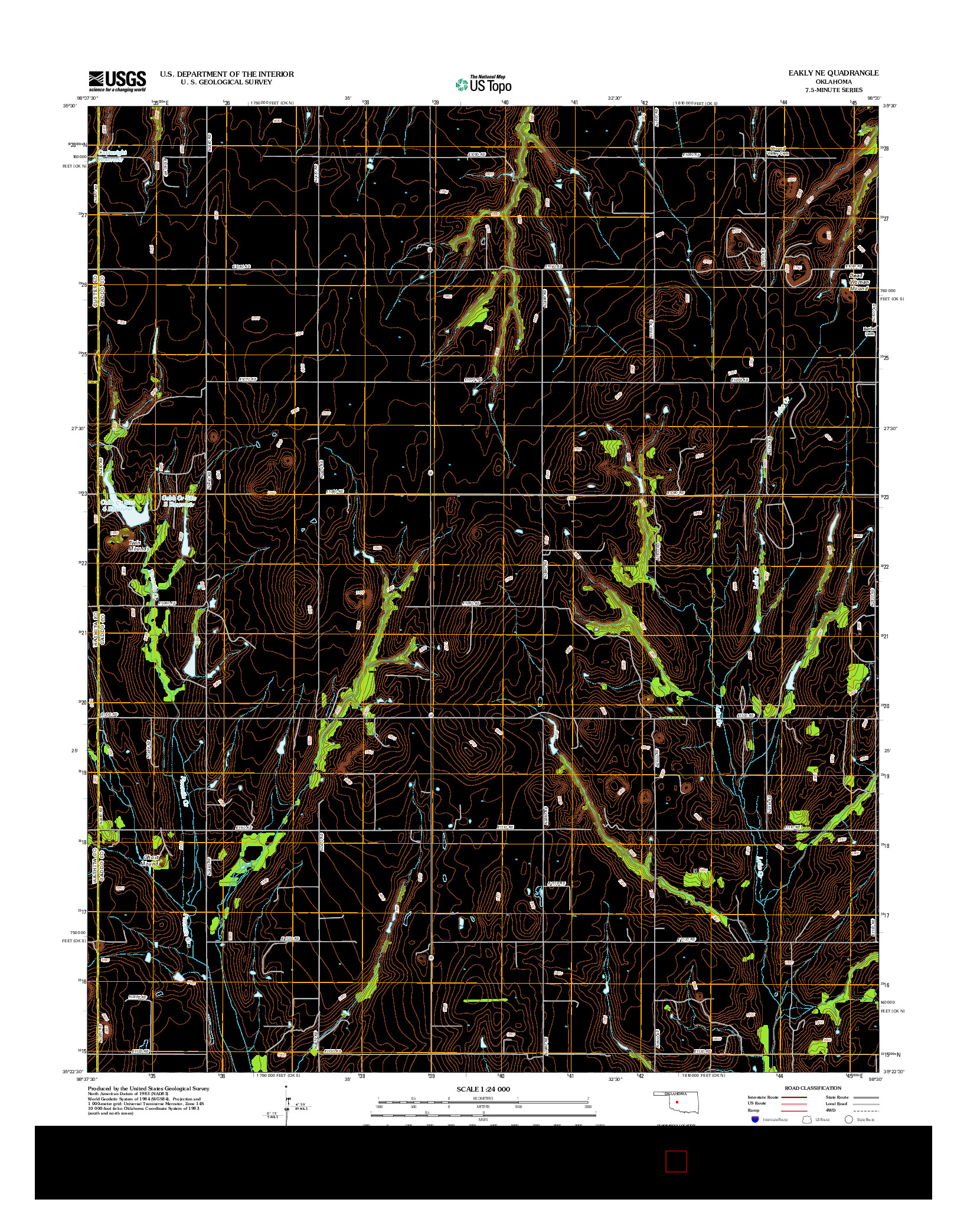 USGS US TOPO 7.5-MINUTE MAP FOR EAKLY NE, OK 2012