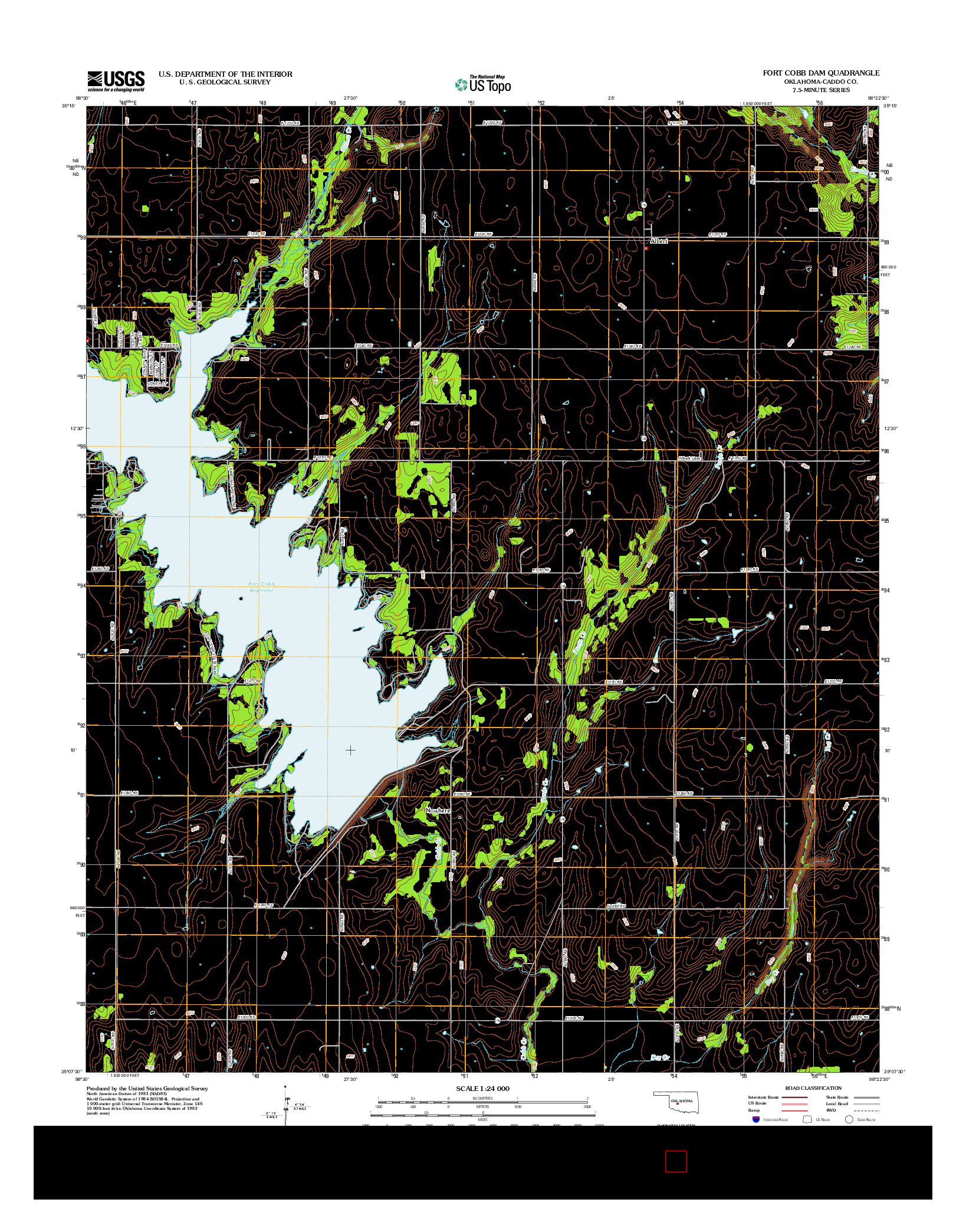 USGS US TOPO 7.5-MINUTE MAP FOR FORT COBB DAM, OK 2012