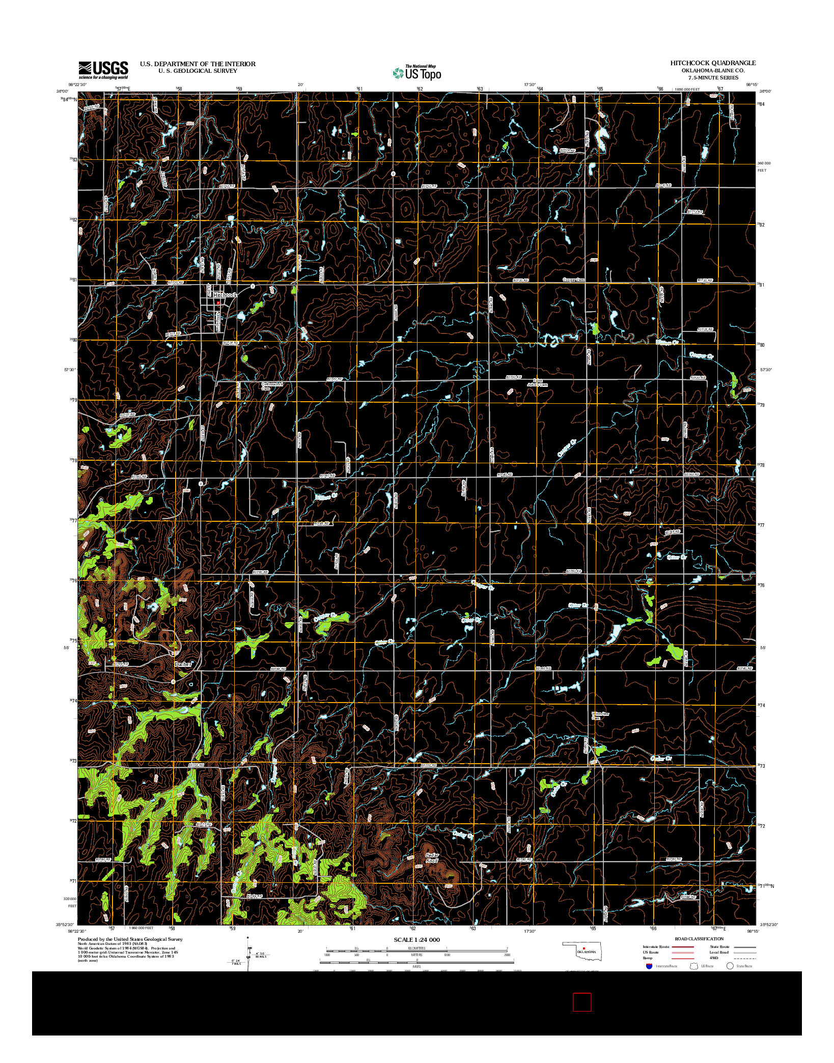 USGS US TOPO 7.5-MINUTE MAP FOR HITCHCOCK, OK 2012