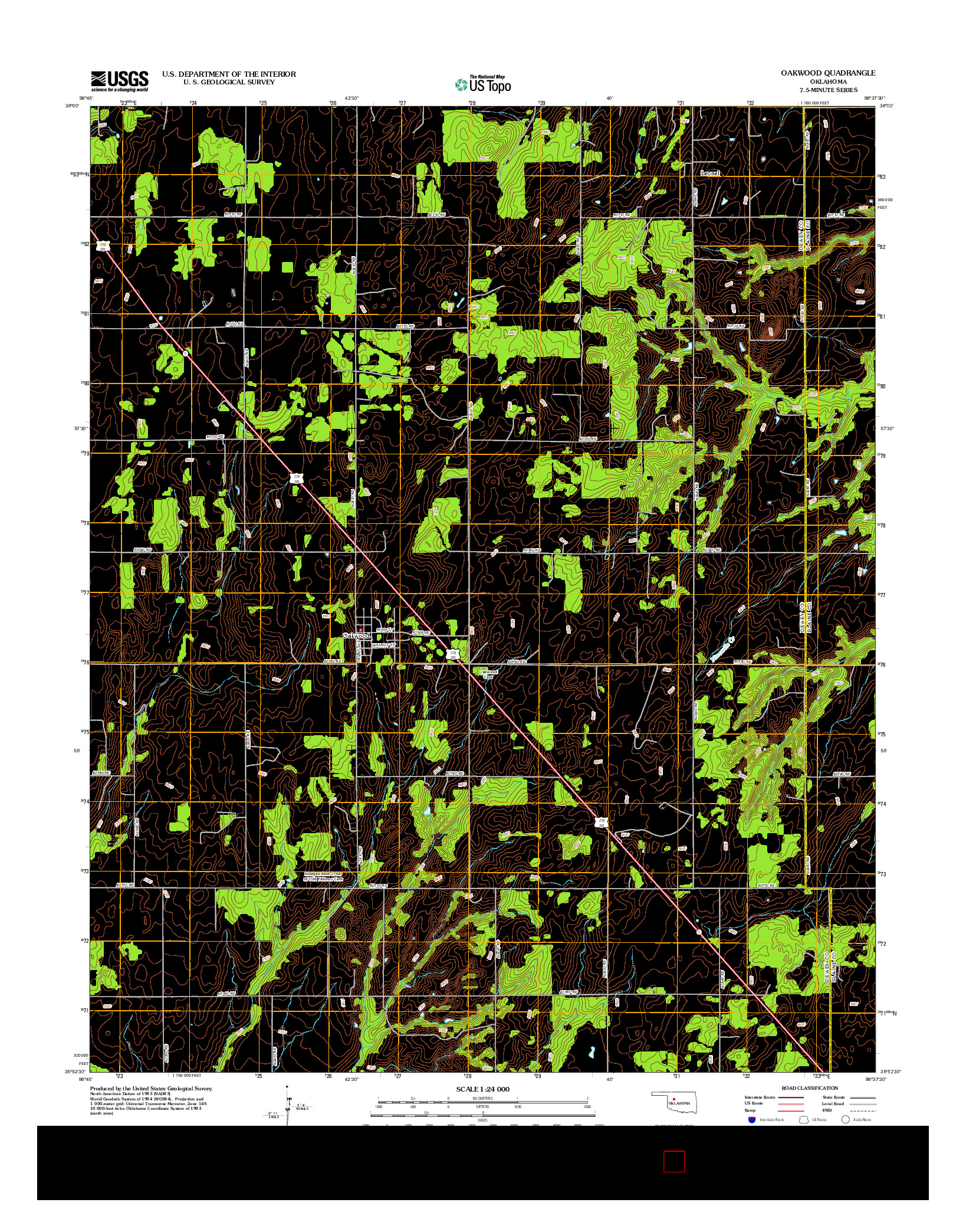 USGS US TOPO 7.5-MINUTE MAP FOR OAKWOOD, OK 2012