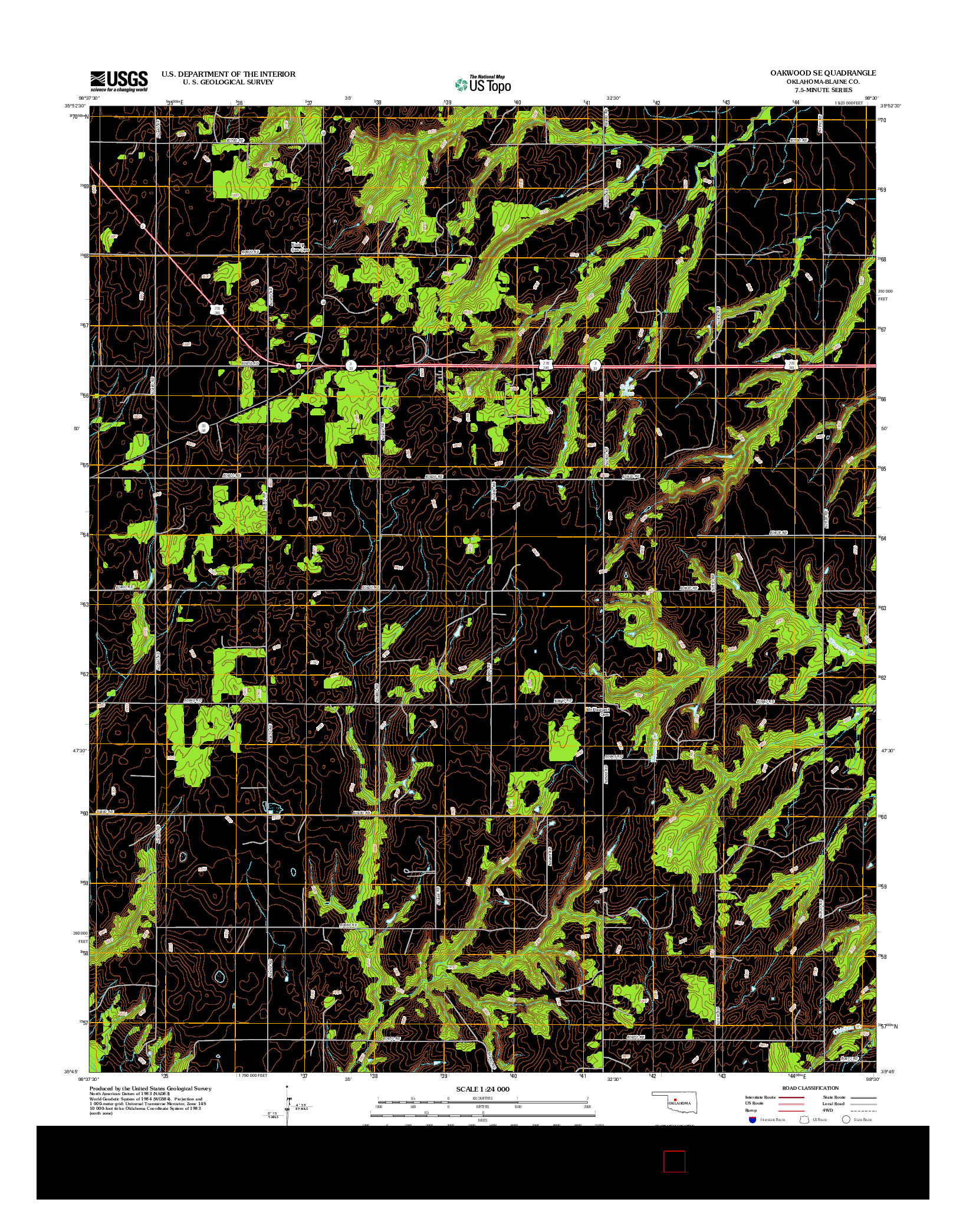 USGS US TOPO 7.5-MINUTE MAP FOR OAKWOOD SE, OK 2012