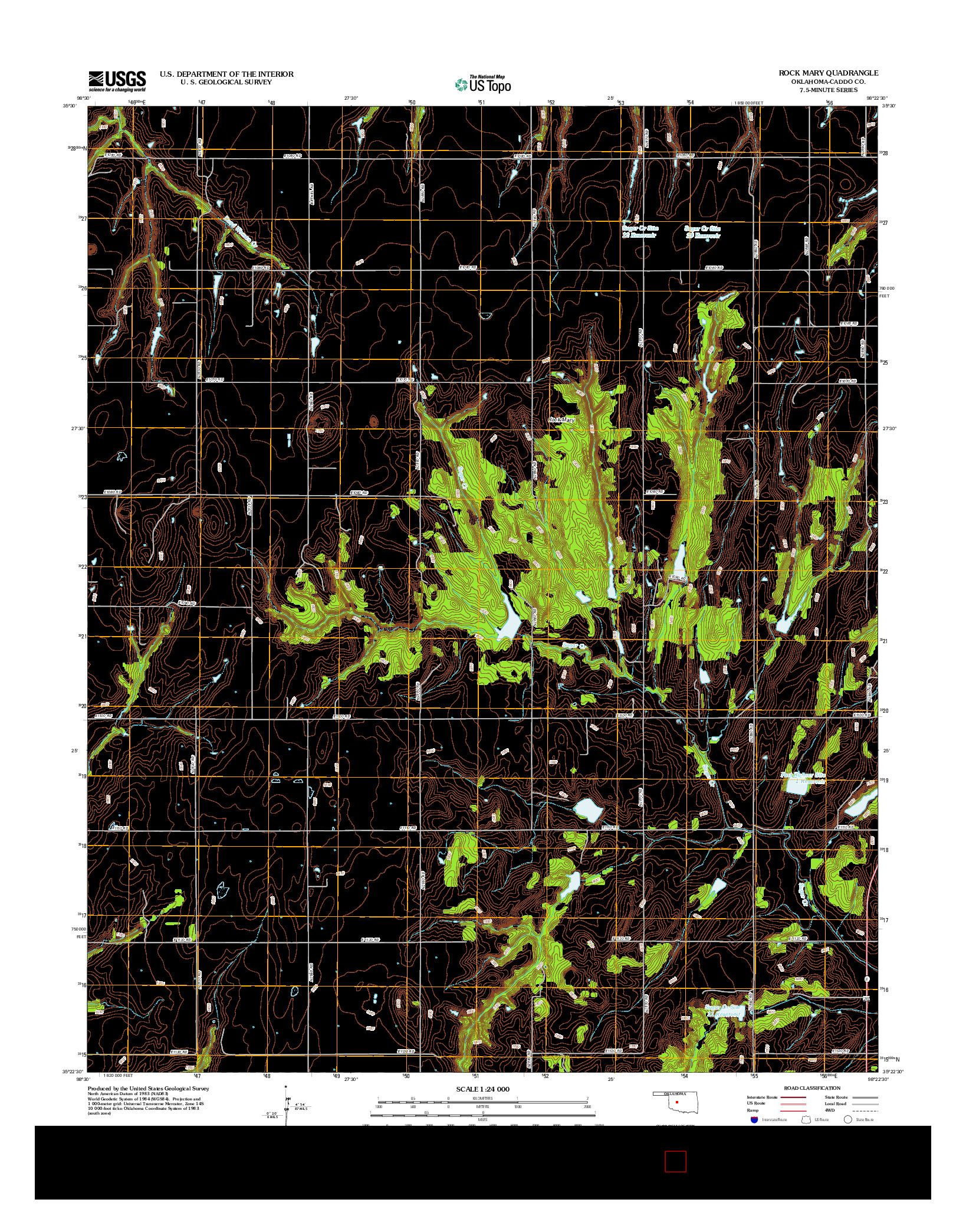 USGS US TOPO 7.5-MINUTE MAP FOR ROCK MARY, OK 2012