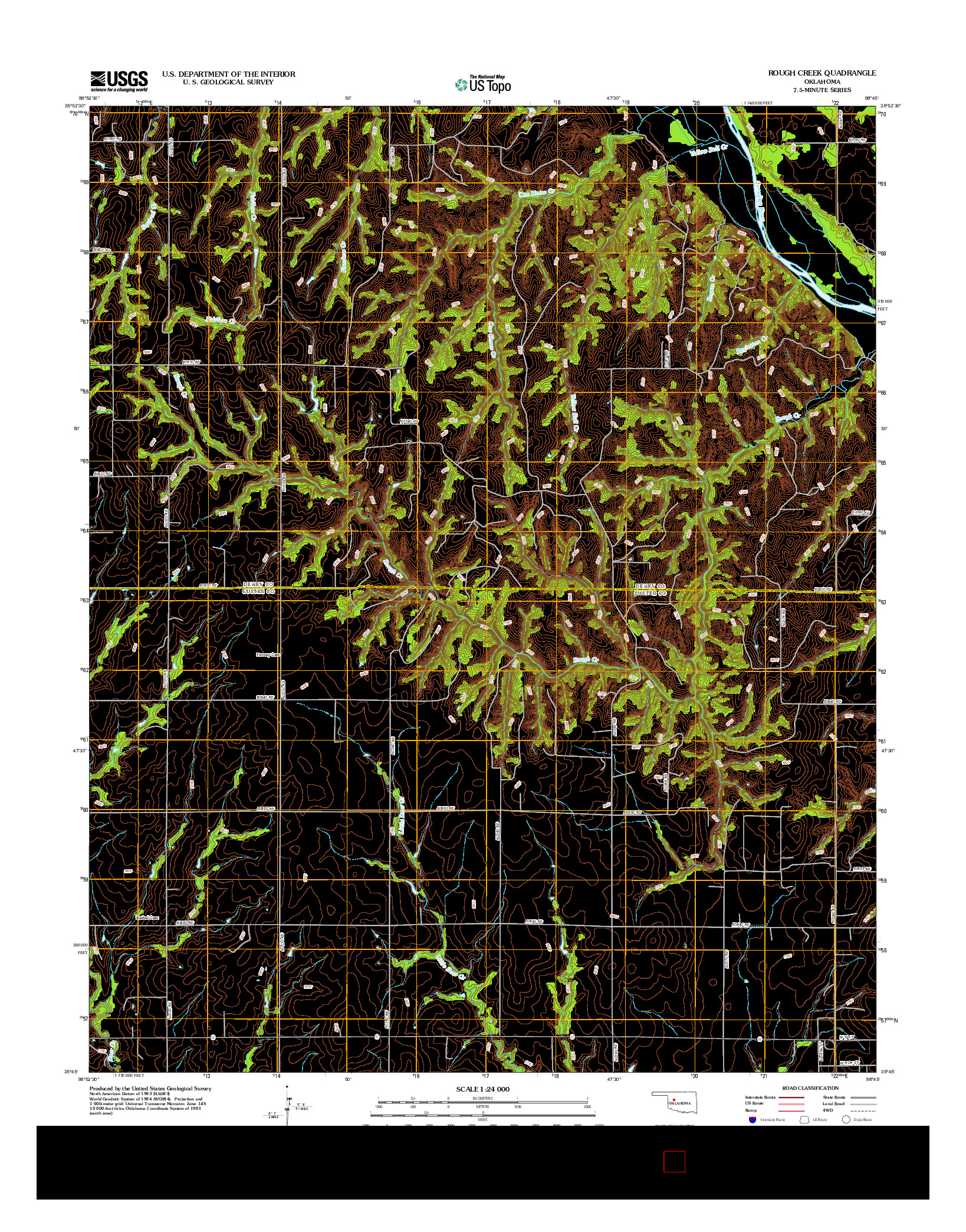 USGS US TOPO 7.5-MINUTE MAP FOR ROUGH CREEK, OK 2012