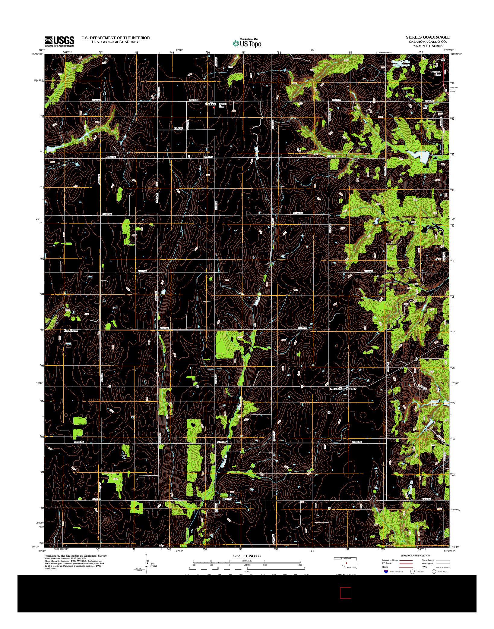 USGS US TOPO 7.5-MINUTE MAP FOR SICKLES, OK 2012