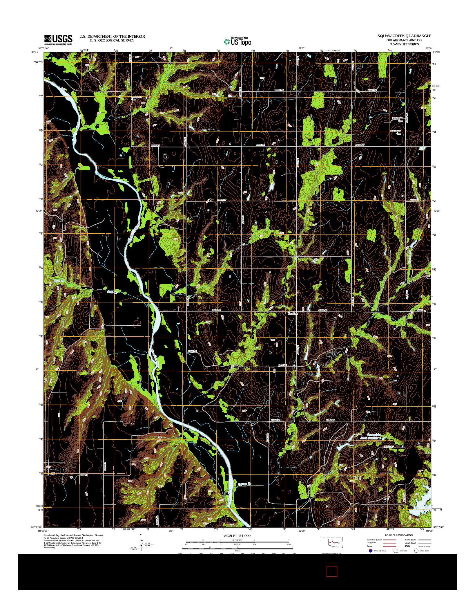 USGS US TOPO 7.5-MINUTE MAP FOR SQUAW CREEK, OK 2012