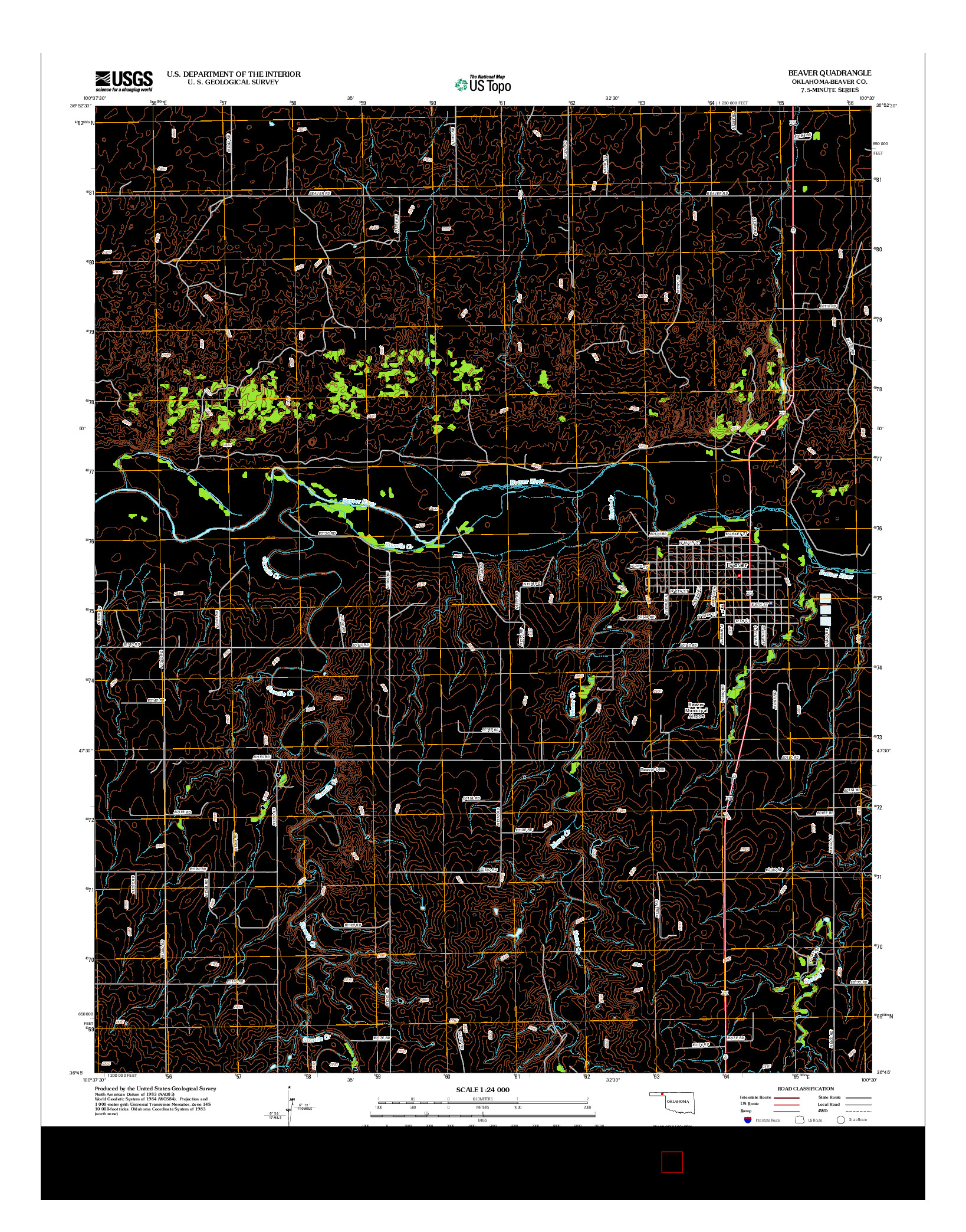USGS US TOPO 7.5-MINUTE MAP FOR BEAVER, OK 2012