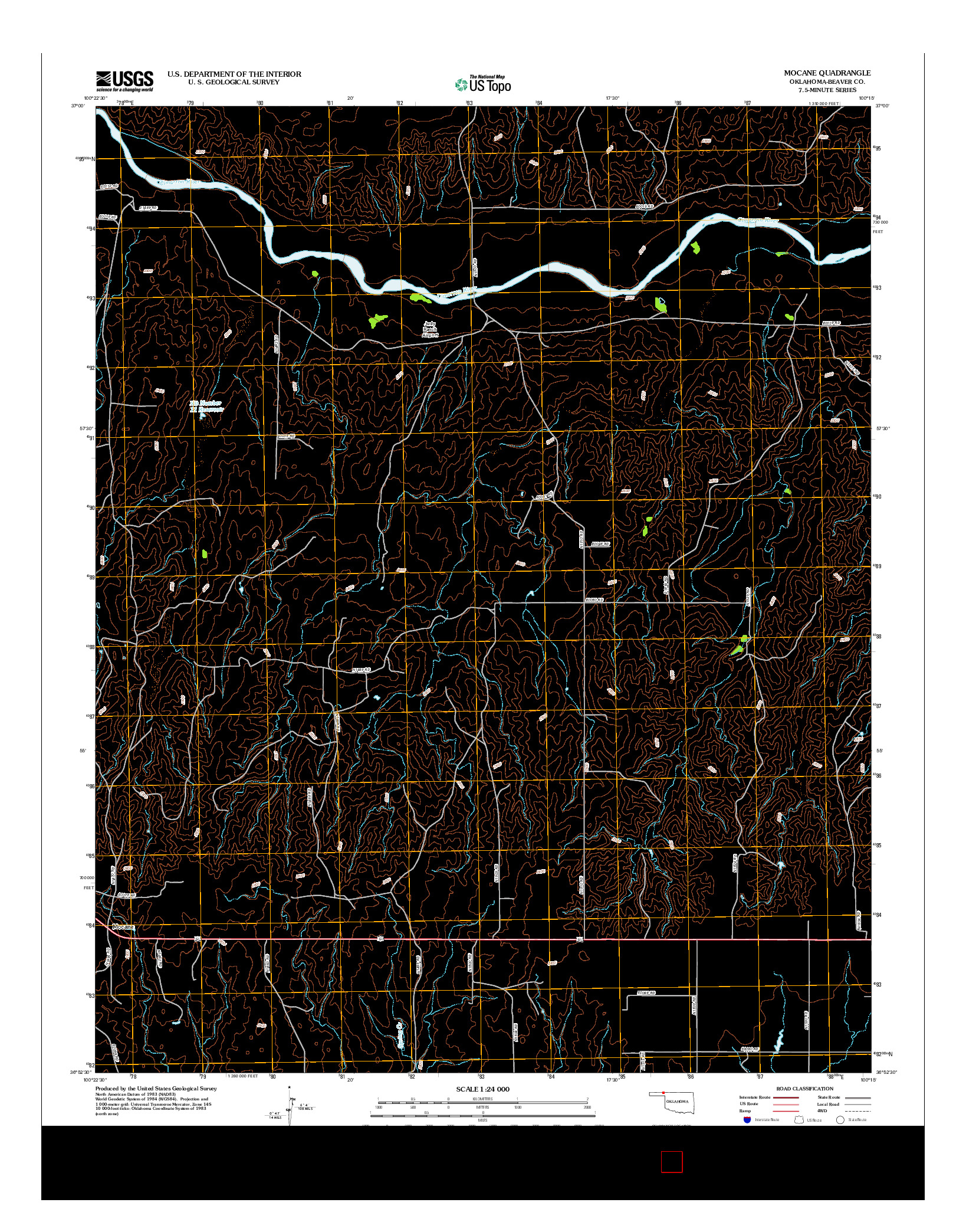 USGS US TOPO 7.5-MINUTE MAP FOR MOCANE, OK 2012