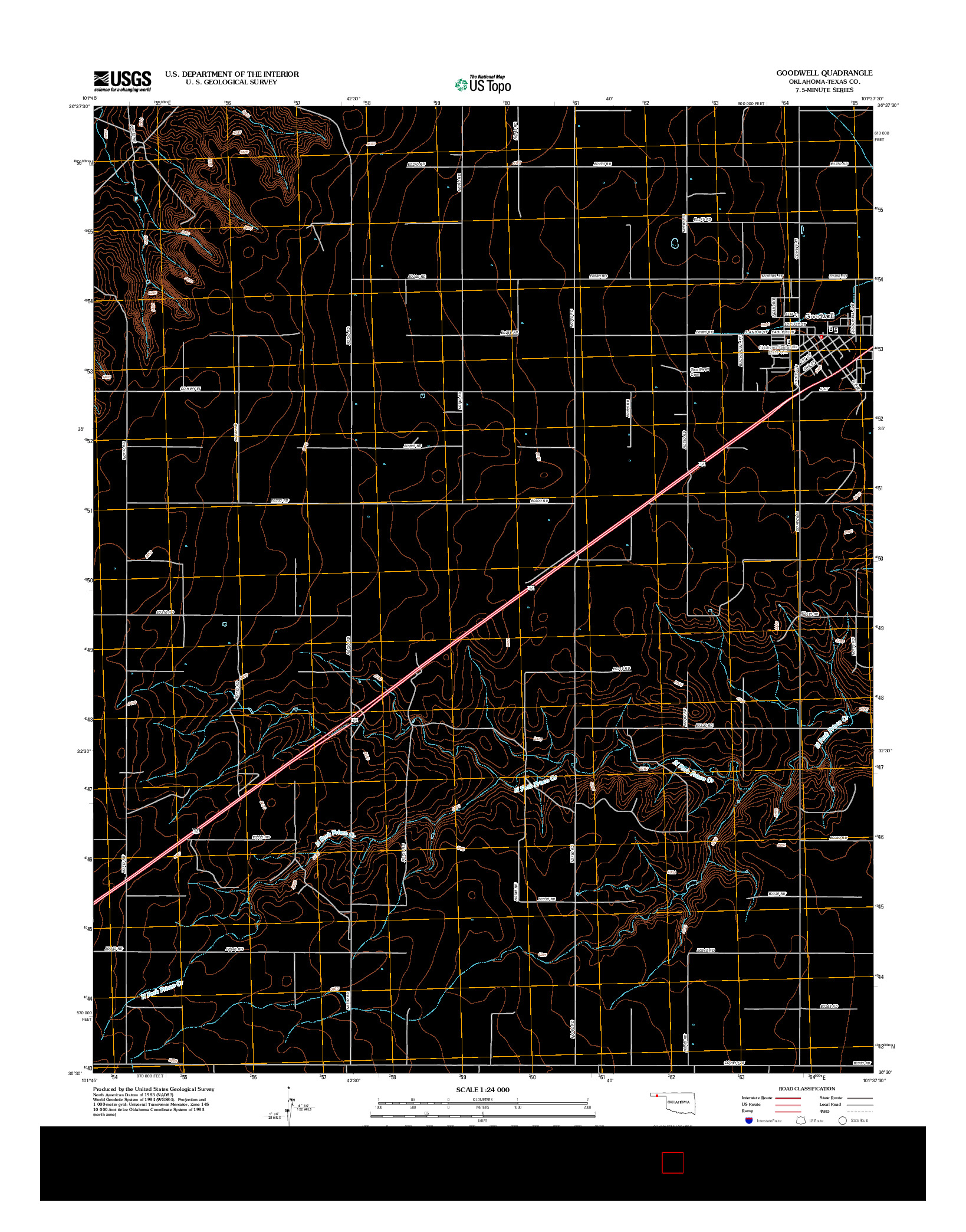 USGS US TOPO 7.5-MINUTE MAP FOR GOODWELL, OK 2012