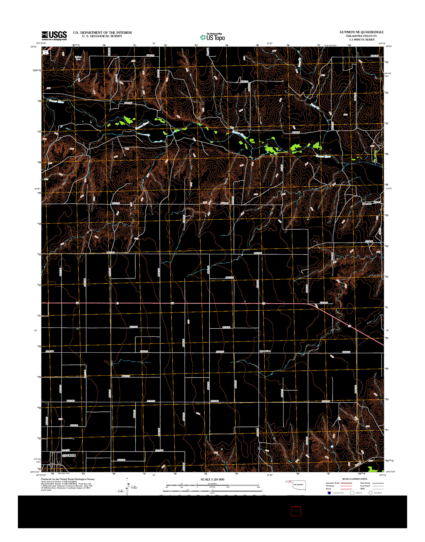 USGS US TOPO 7.5-MINUTE MAP FOR GUYMON NE, OK 2012