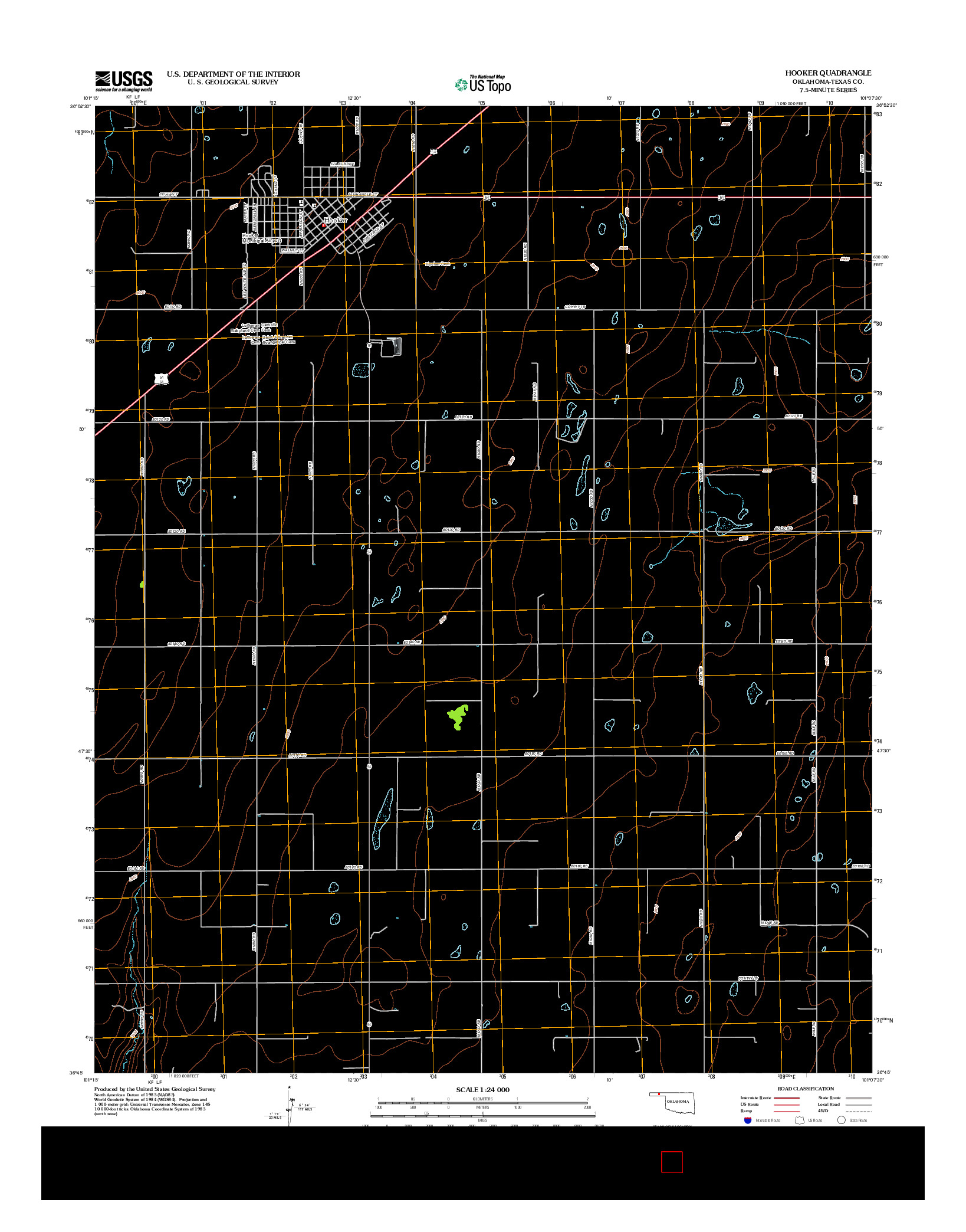 USGS US TOPO 7.5-MINUTE MAP FOR HOOKER, OK 2012