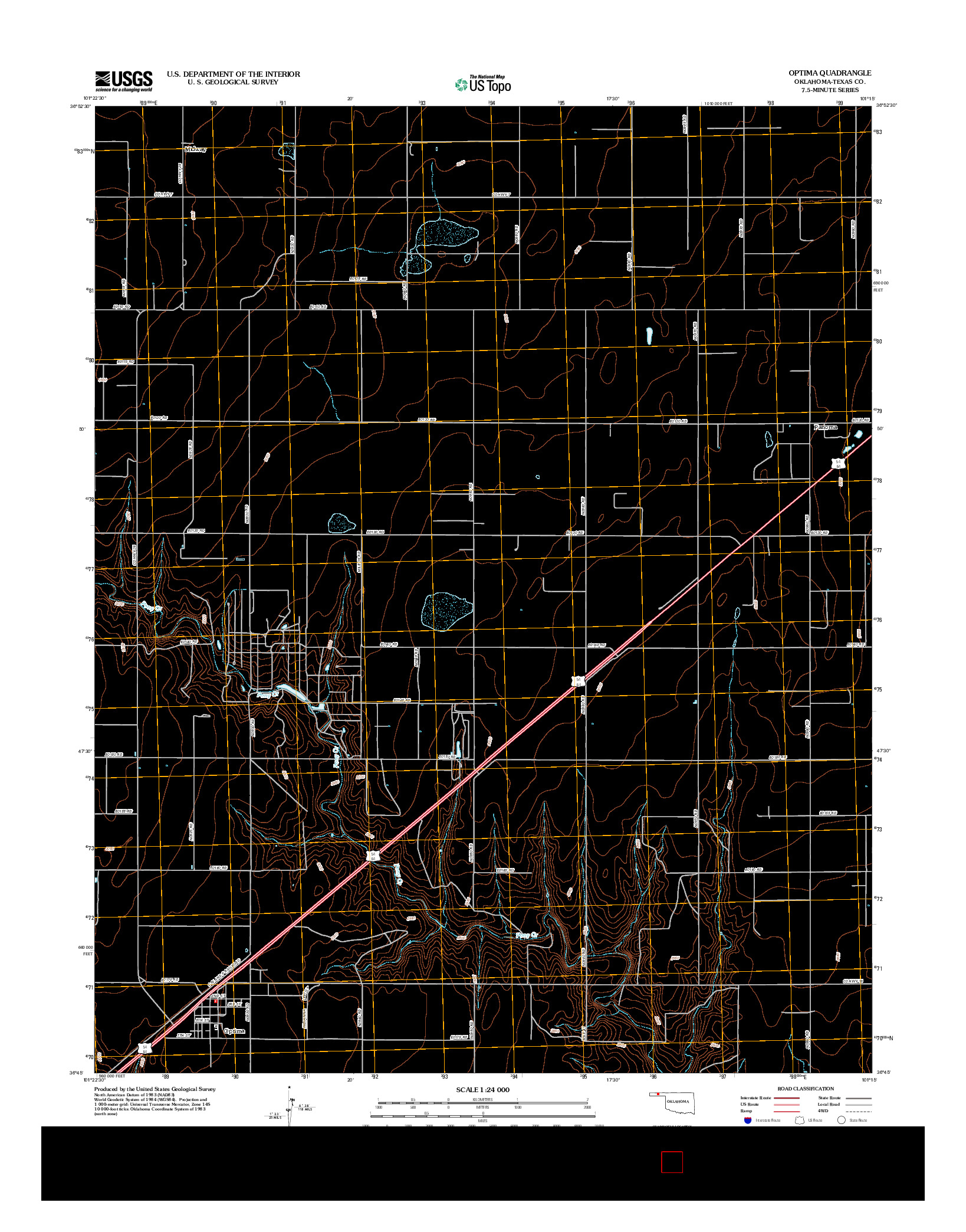 USGS US TOPO 7.5-MINUTE MAP FOR OPTIMA, OK 2012