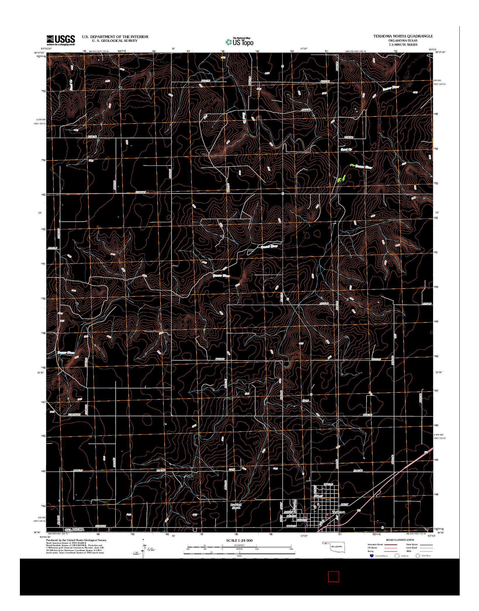 USGS US TOPO 7.5-MINUTE MAP FOR TEXHOMA NORTH, OK-TX 2012