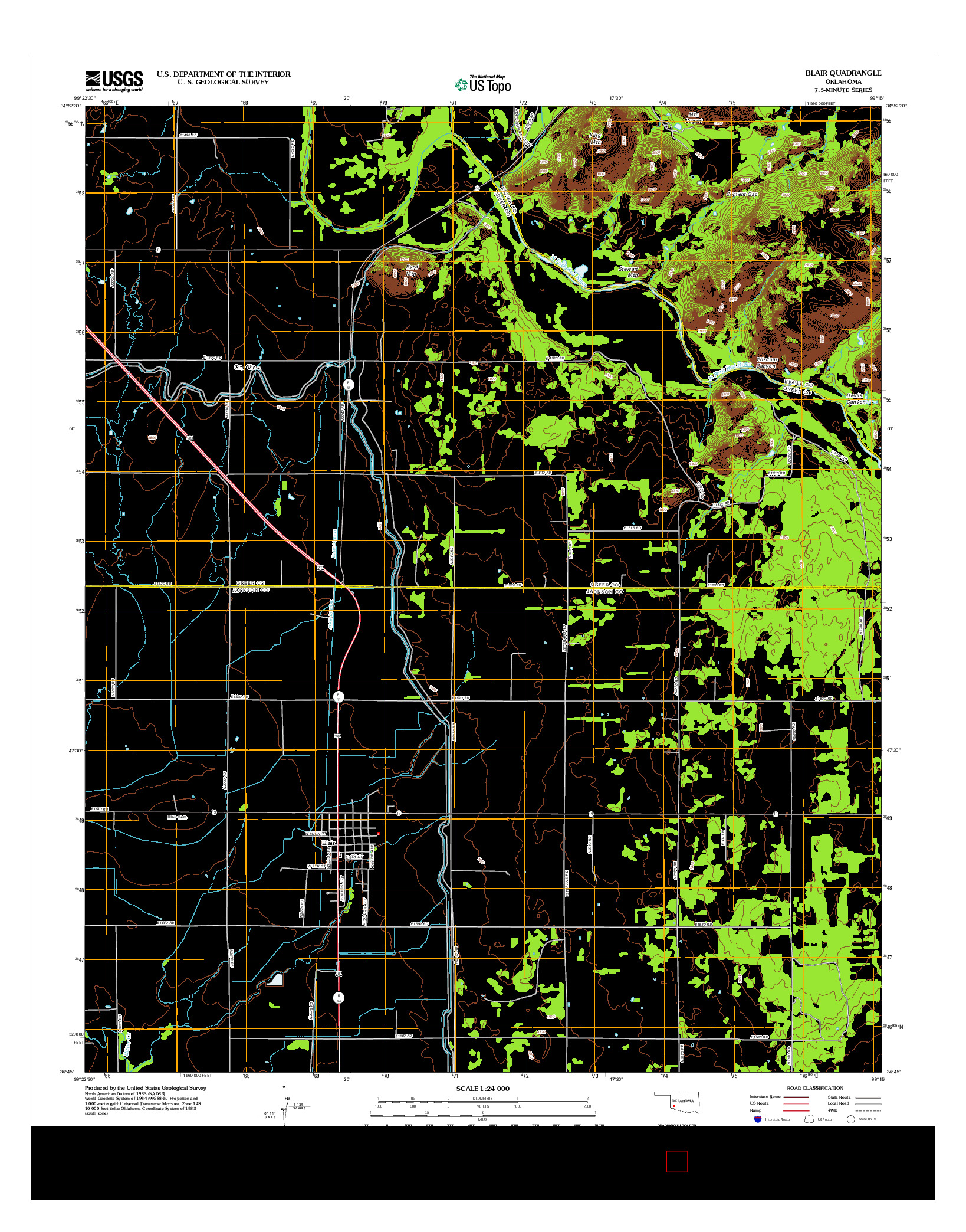 USGS US TOPO 7.5-MINUTE MAP FOR BLAIR, OK 2012