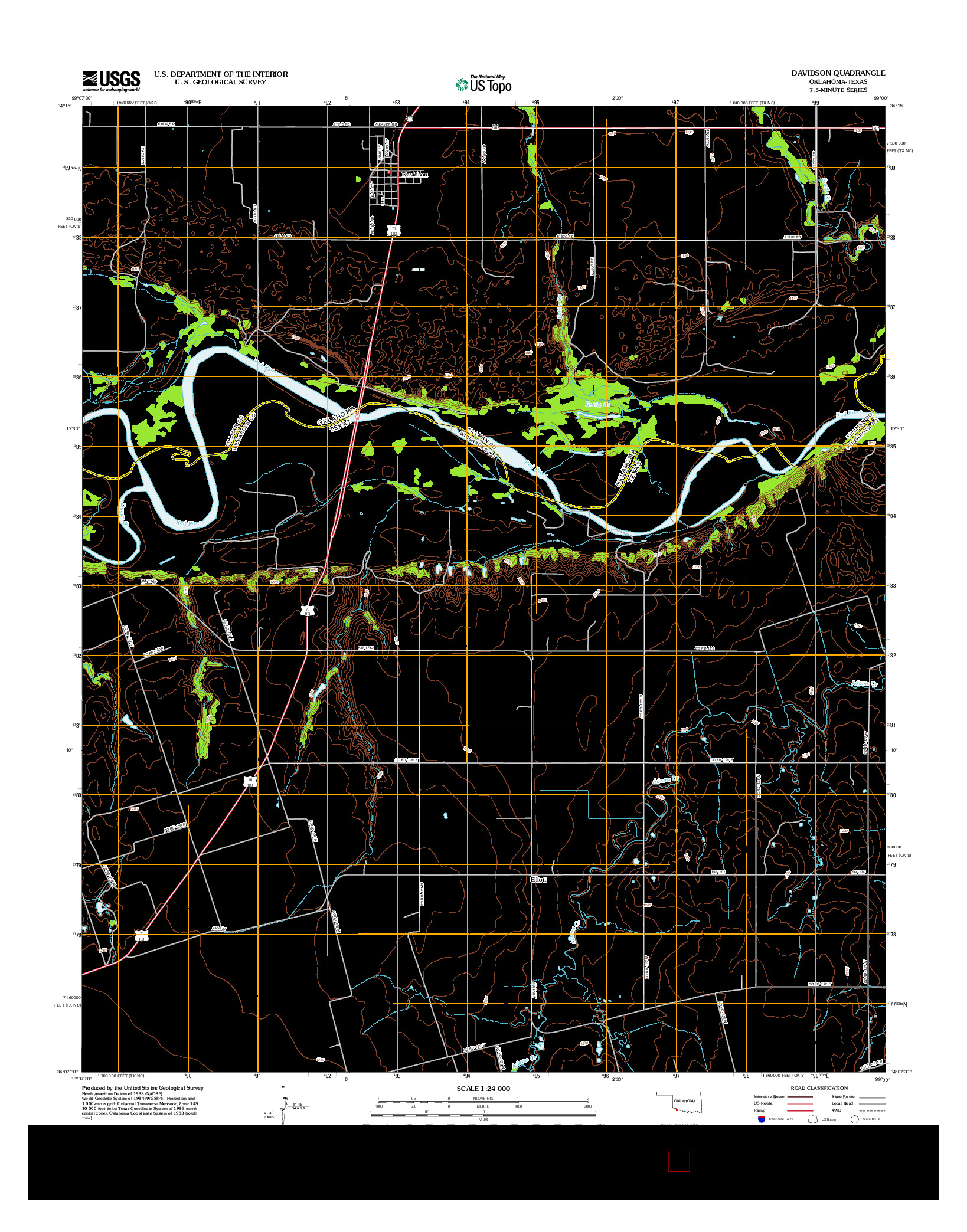 USGS US TOPO 7.5-MINUTE MAP FOR DAVIDSON, OK-TX 2012