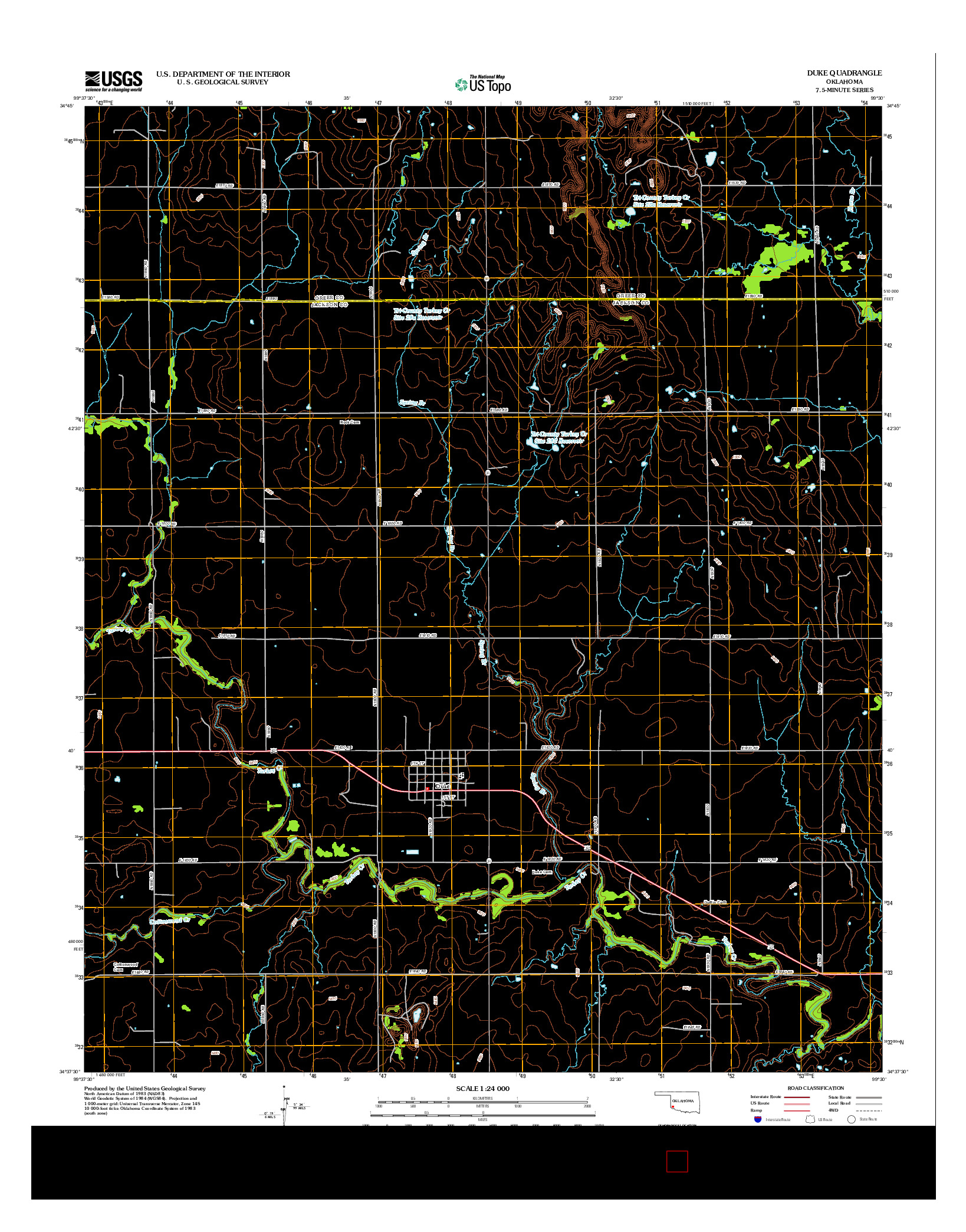 USGS US TOPO 7.5-MINUTE MAP FOR DUKE, OK 2012