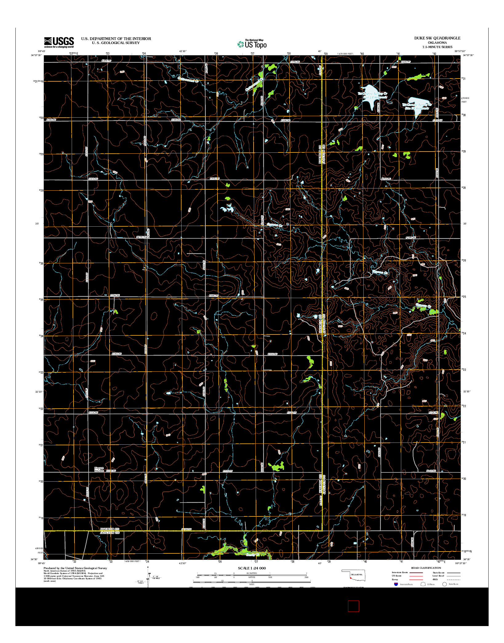 USGS US TOPO 7.5-MINUTE MAP FOR DUKE SW, OK 2012
