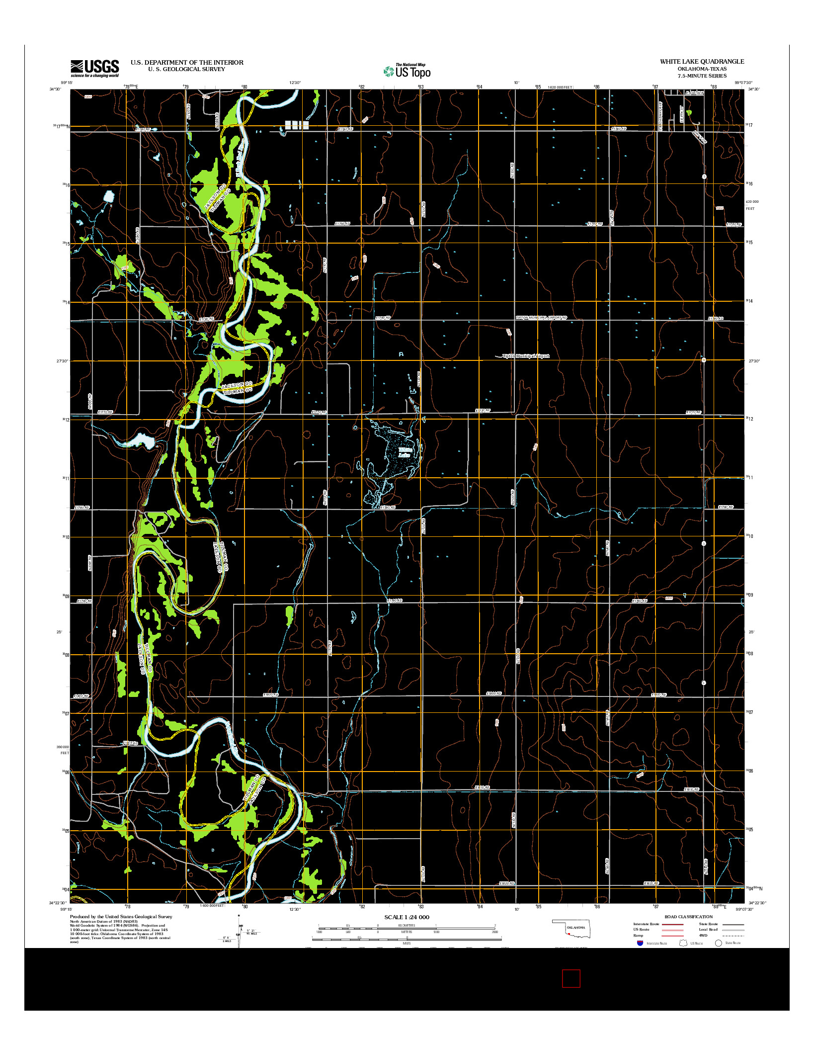 USGS US TOPO 7.5-MINUTE MAP FOR WHITE LAKE, OK-TX 2012