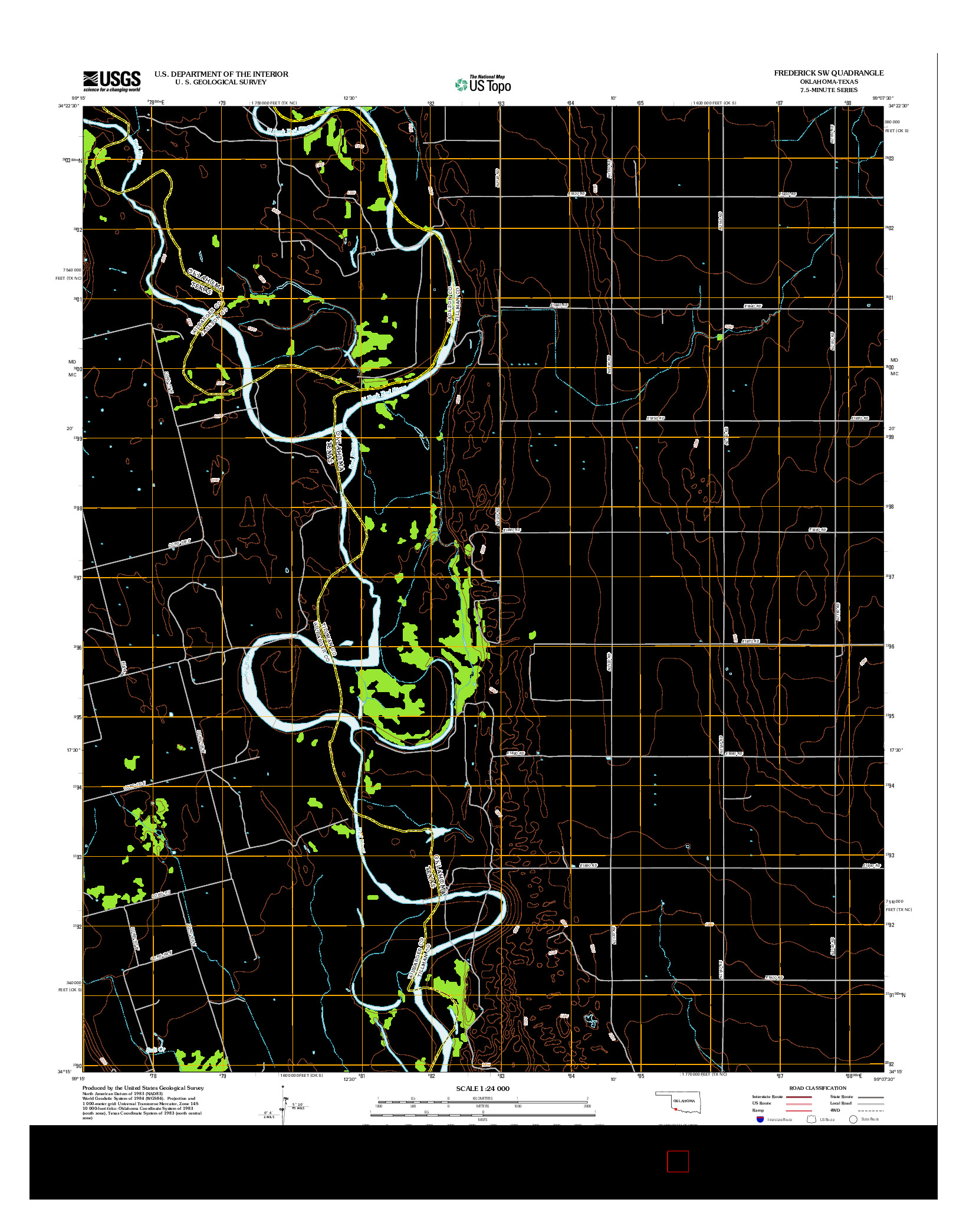 USGS US TOPO 7.5-MINUTE MAP FOR FREDERICK SW, OK-TX 2012
