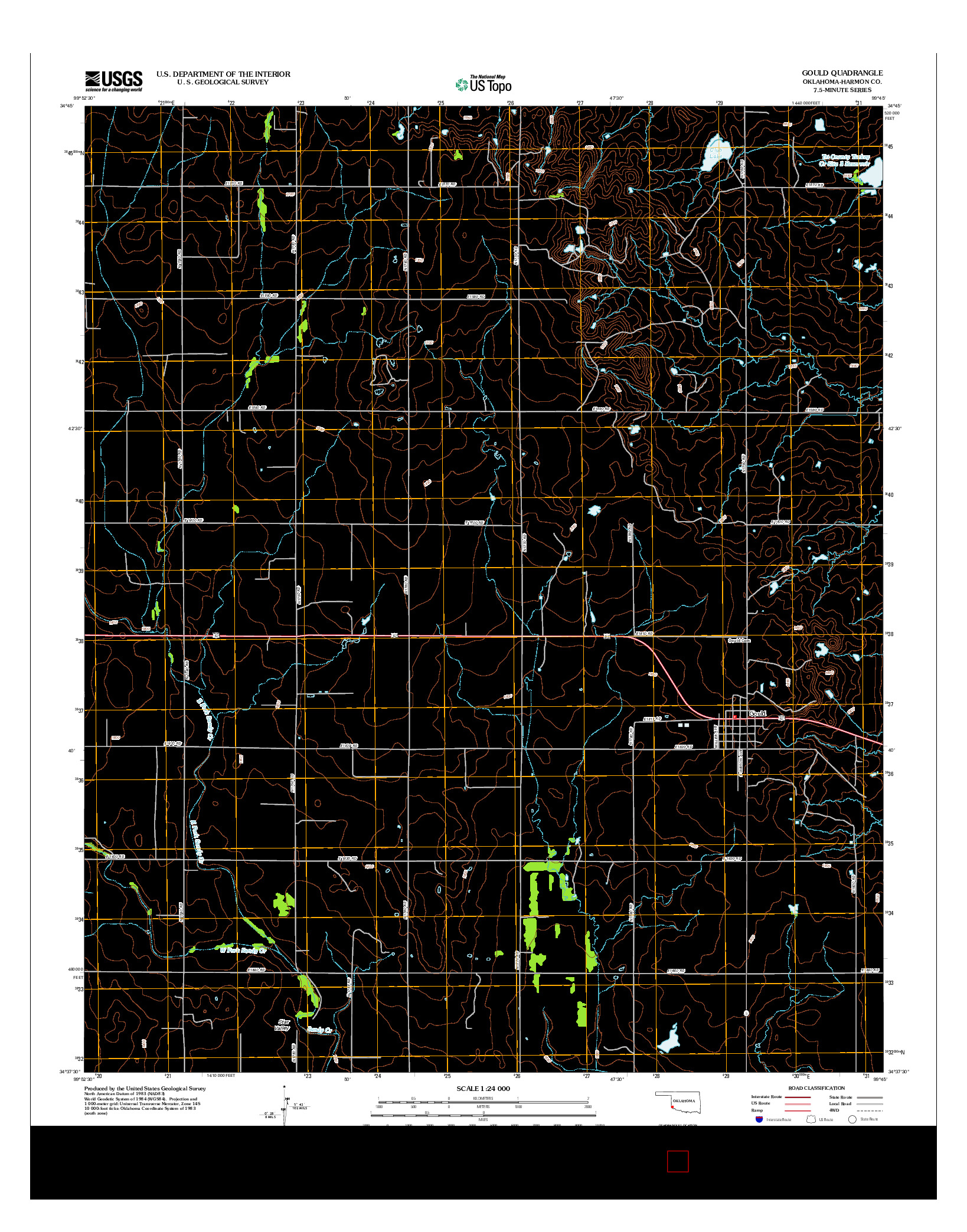USGS US TOPO 7.5-MINUTE MAP FOR GOULD, OK 2012