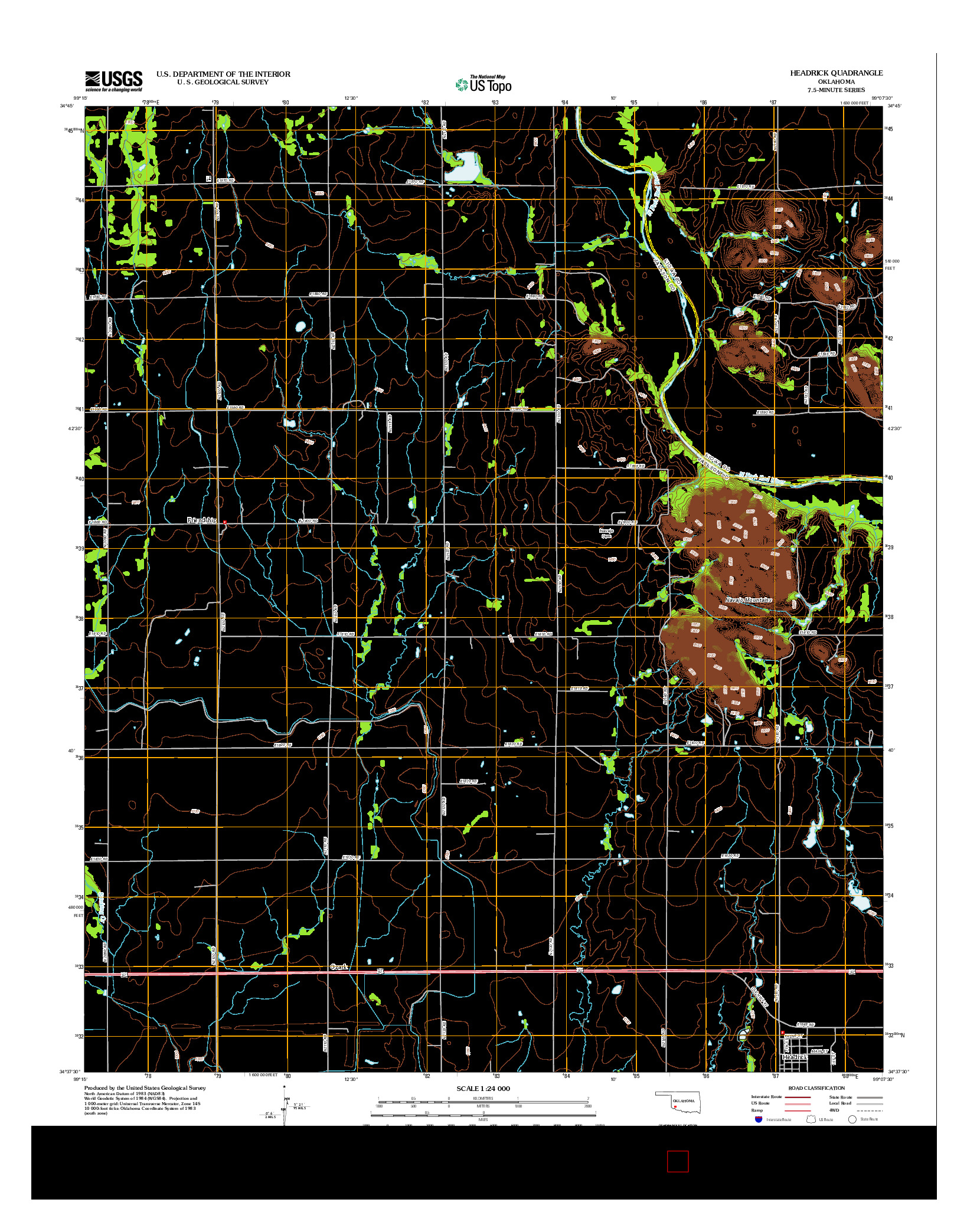 USGS US TOPO 7.5-MINUTE MAP FOR HEADRICK, OK 2012