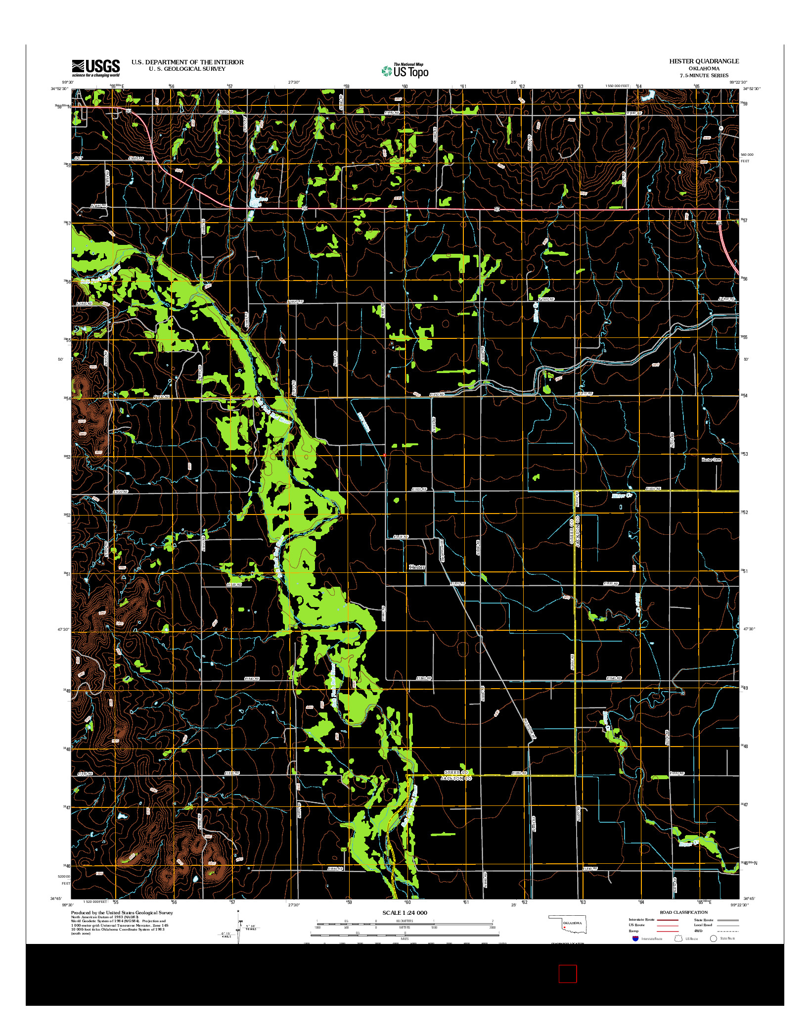 USGS US TOPO 7.5-MINUTE MAP FOR HESTER, OK 2012