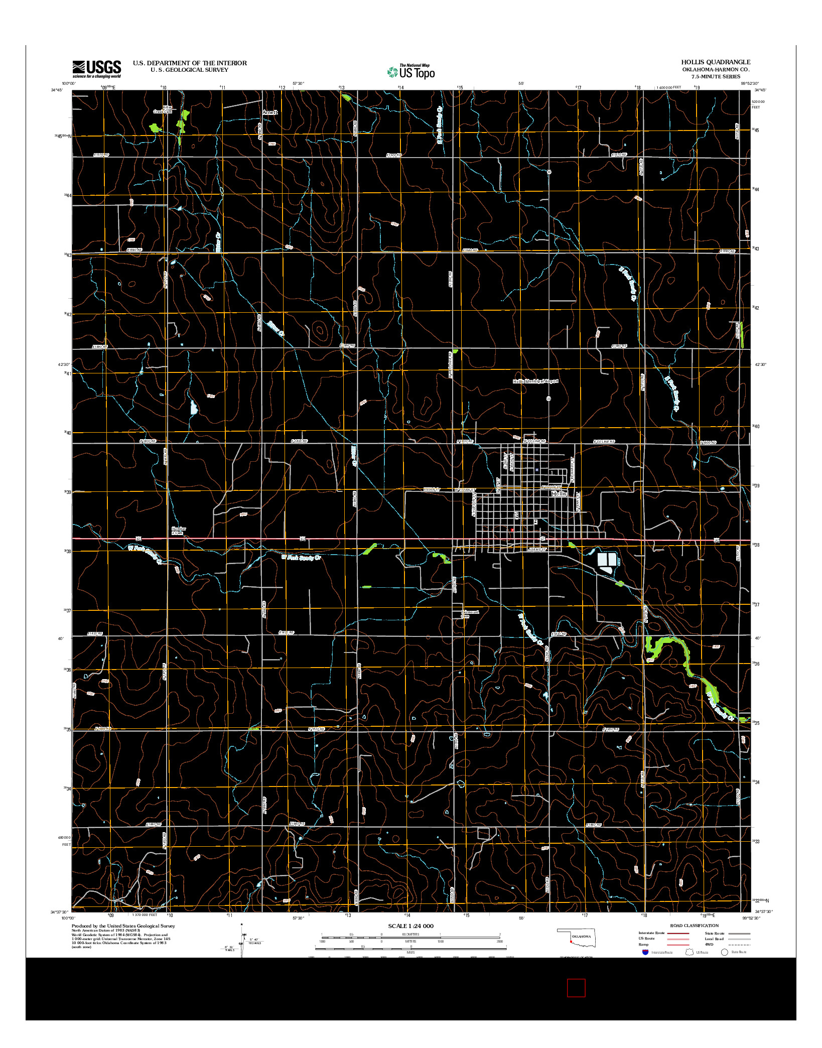 USGS US TOPO 7.5-MINUTE MAP FOR HOLLIS, OK 2012