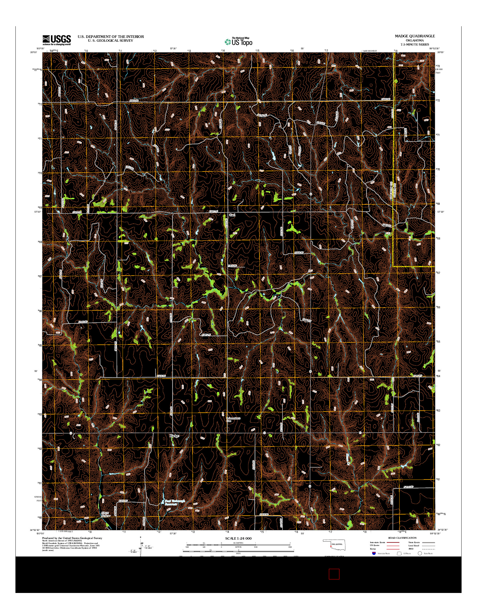 USGS US TOPO 7.5-MINUTE MAP FOR MADGE, OK 2012