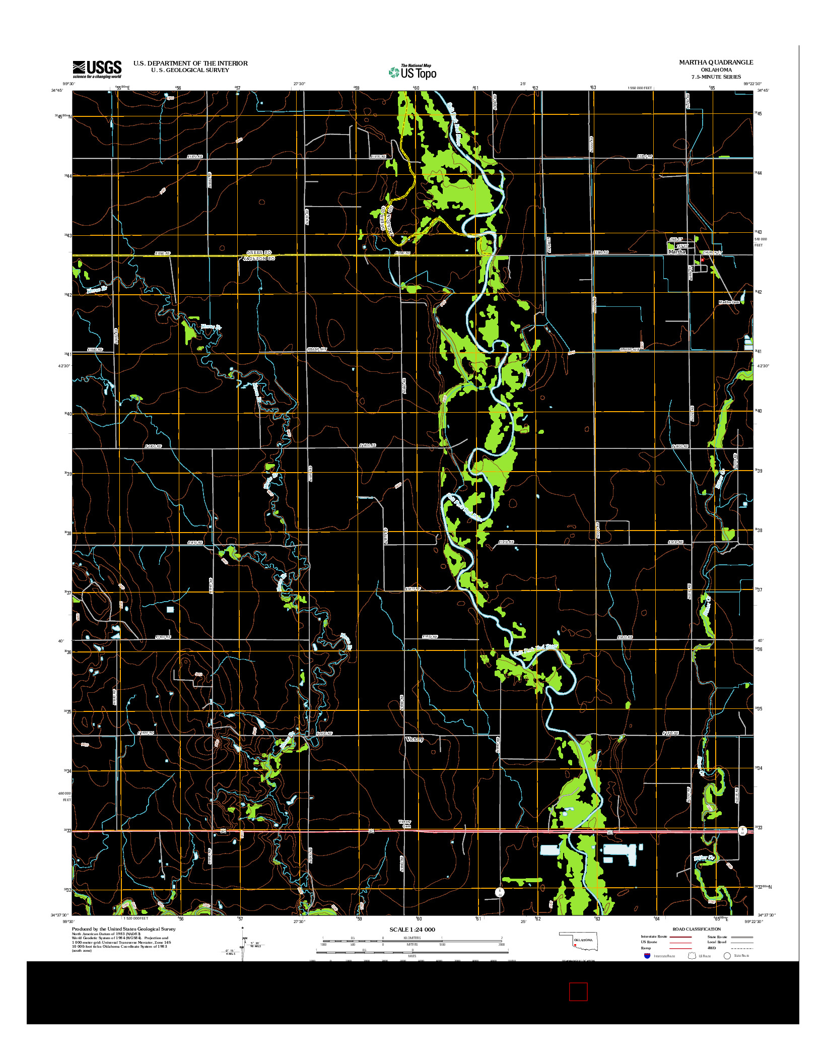USGS US TOPO 7.5-MINUTE MAP FOR MARTHA, OK 2012