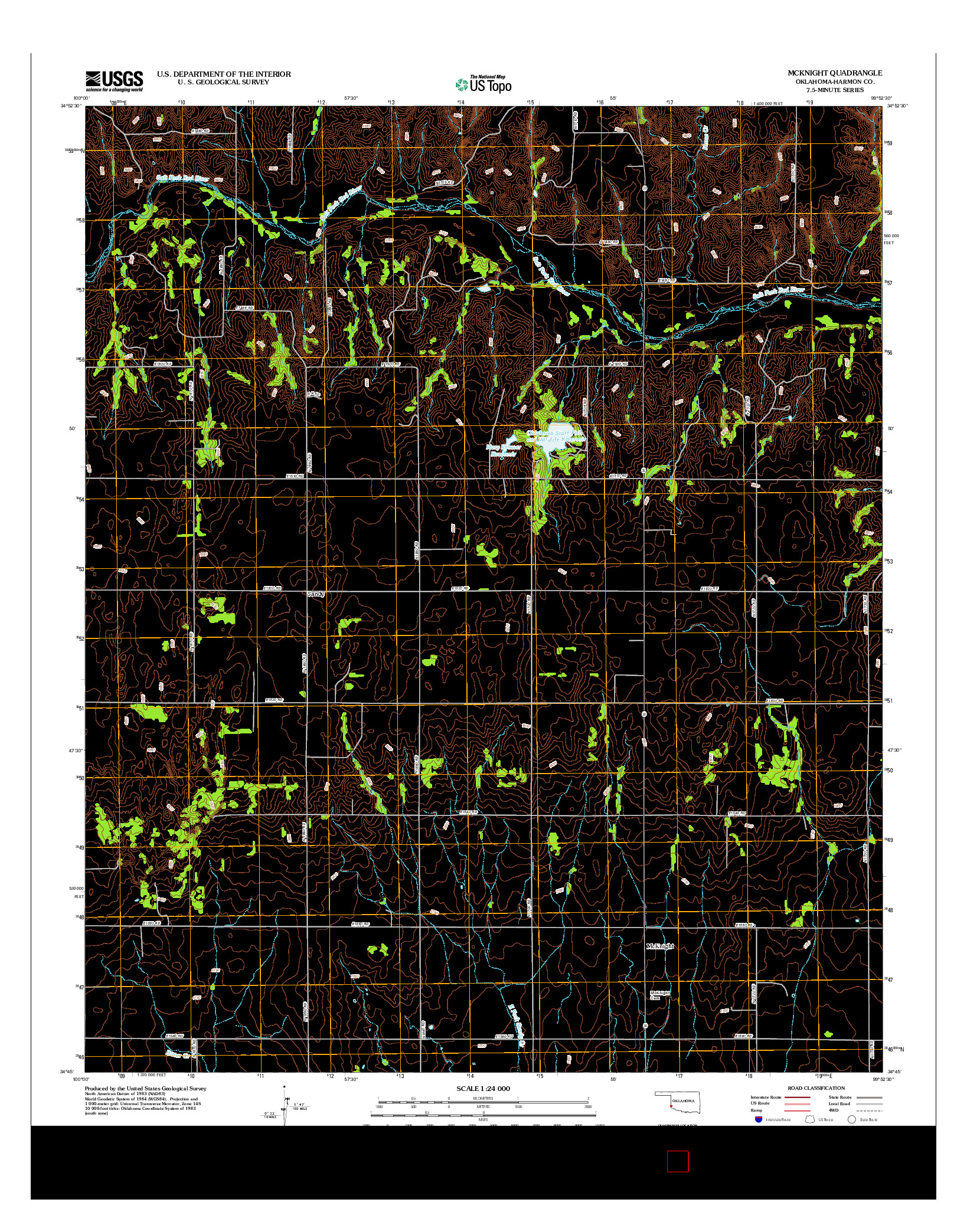 USGS US TOPO 7.5-MINUTE MAP FOR MCKNIGHT, OK 2012