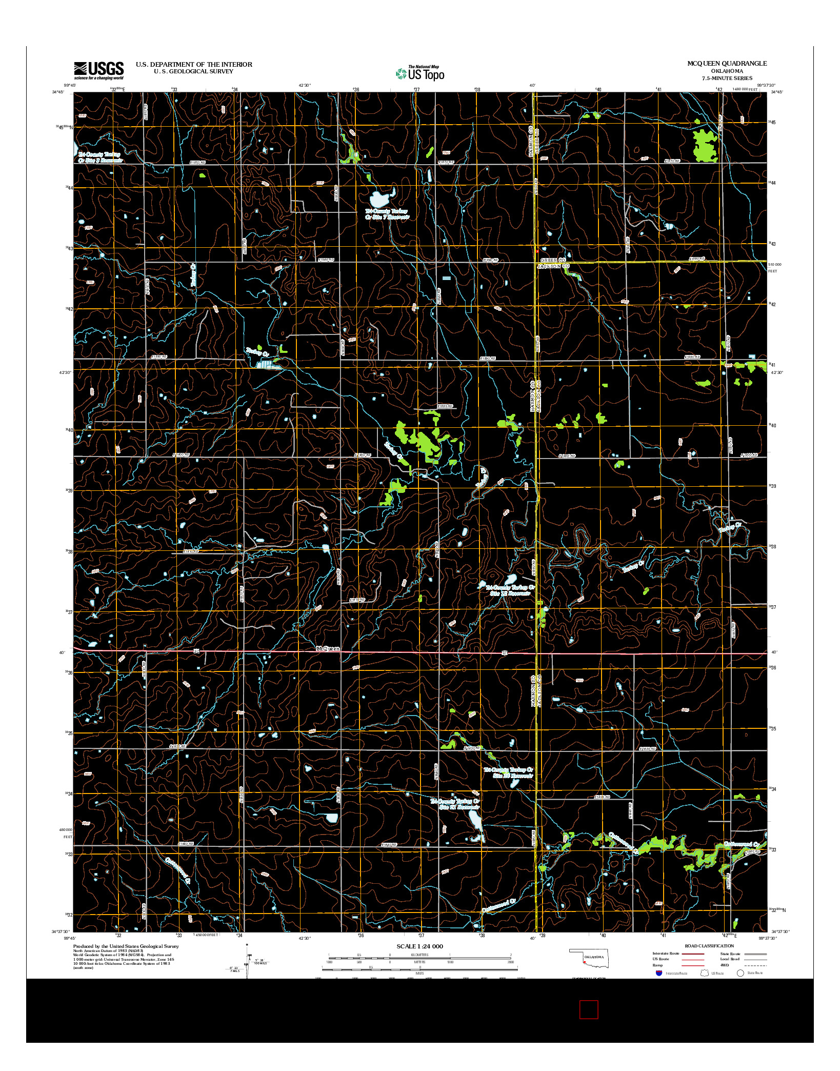 USGS US TOPO 7.5-MINUTE MAP FOR MCQUEEN, OK 2012