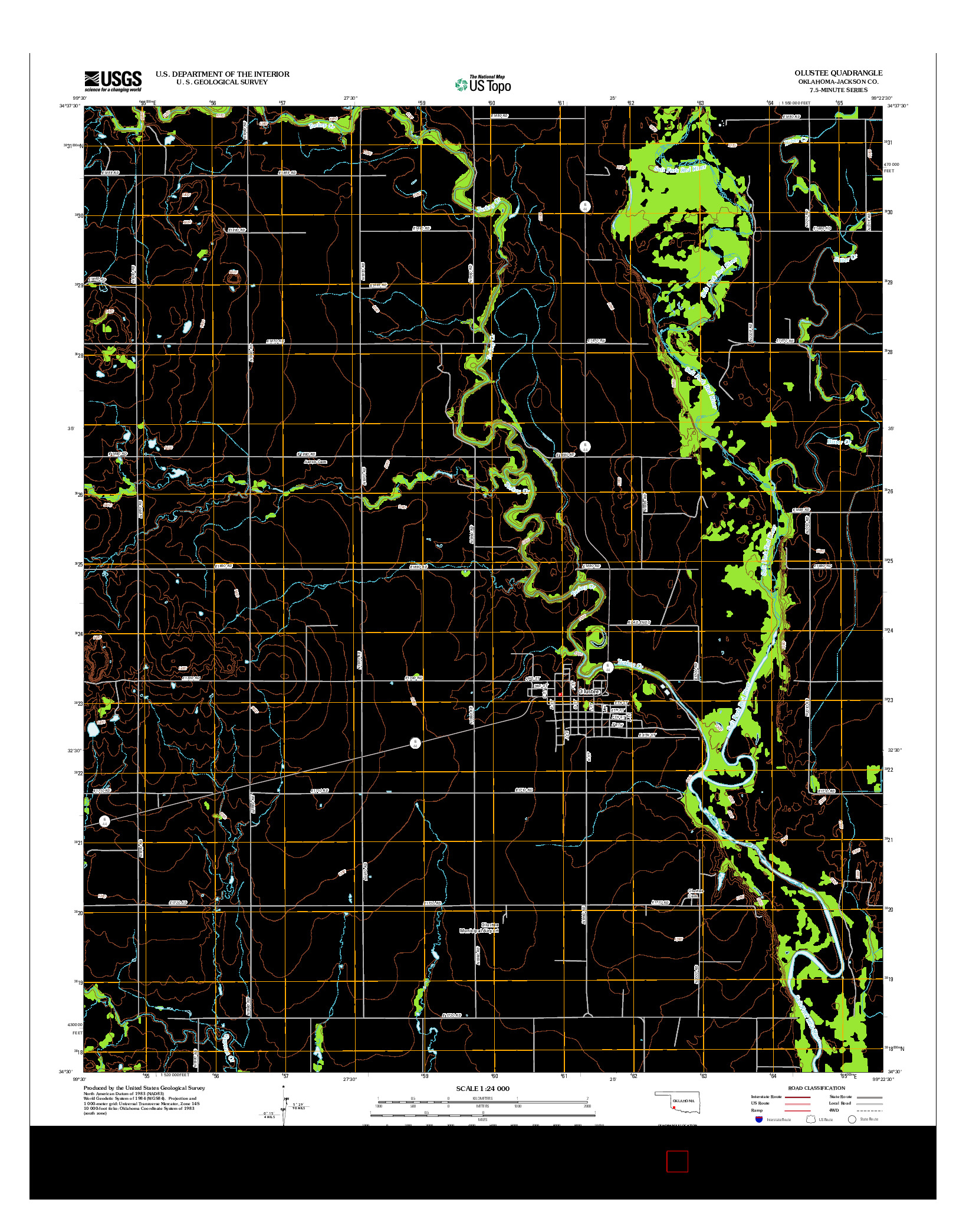 USGS US TOPO 7.5-MINUTE MAP FOR OLUSTEE, OK 2012