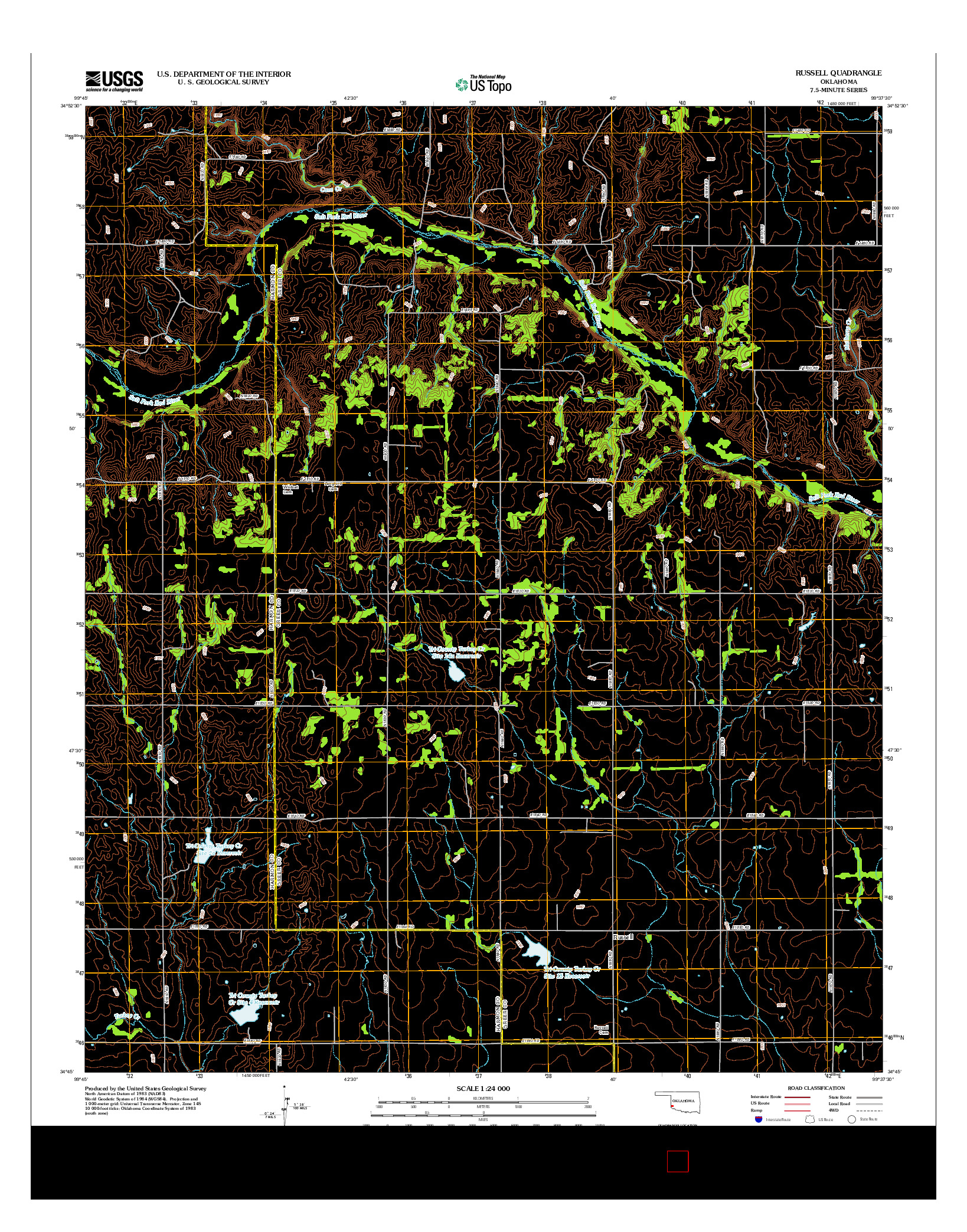 USGS US TOPO 7.5-MINUTE MAP FOR RUSSELL, OK 2012