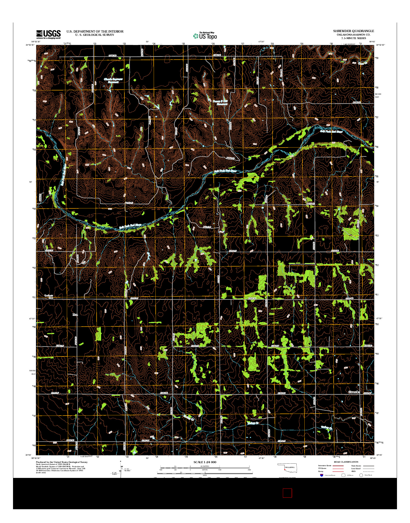 USGS US TOPO 7.5-MINUTE MAP FOR SHREWDER, OK 2012