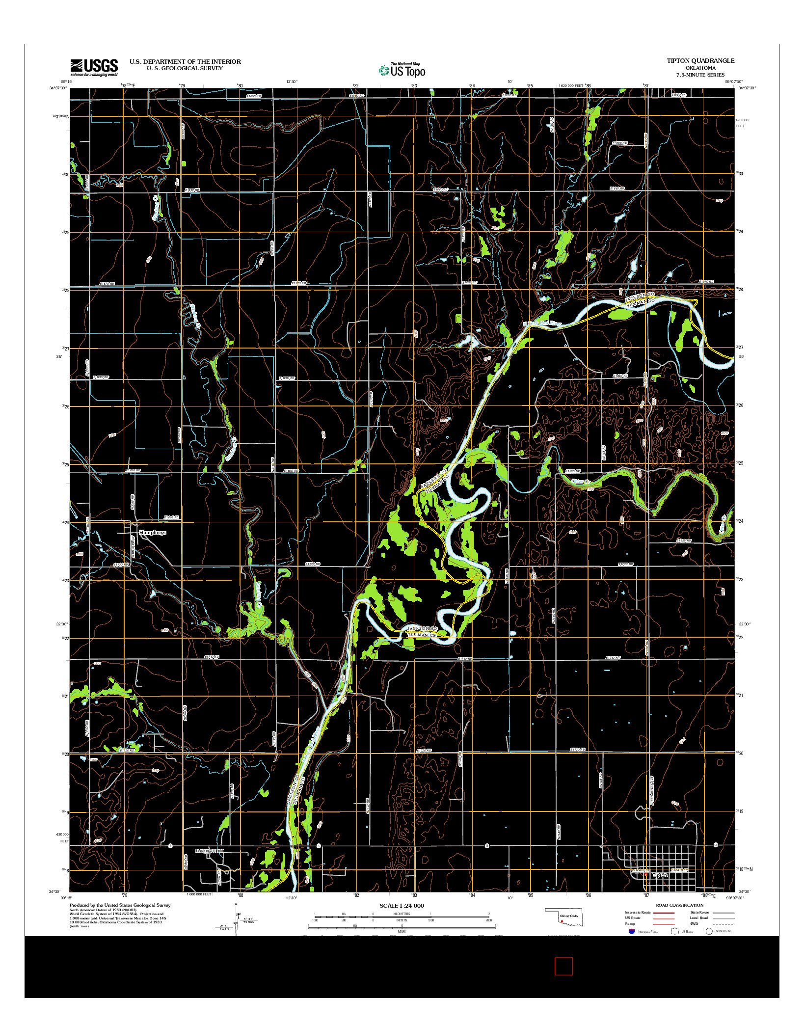USGS US TOPO 7.5-MINUTE MAP FOR TIPTON, OK 2012